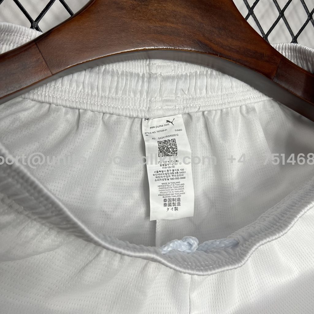 Unitedfootballkit.com | Marseille 24-25 Home Stadium Shorts - Fans Version -Customize Name, Number and Patch | Worldwide Shipping