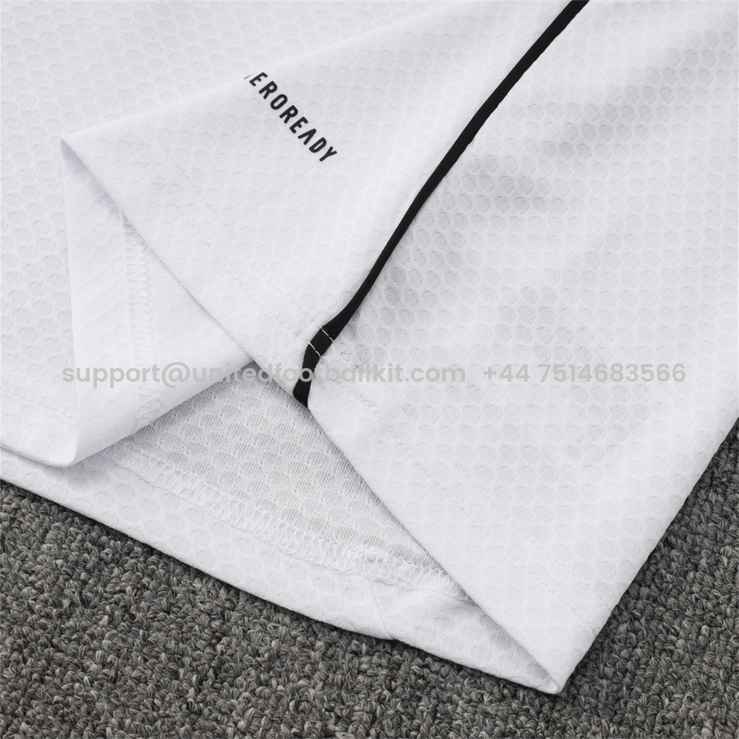 Unitedfootballkit.com | Real Madrid 25-26 Short-Sleeve Training Set - White Top and Black Shorts -Customize Name, Number and Patch | Worldwide Shipping