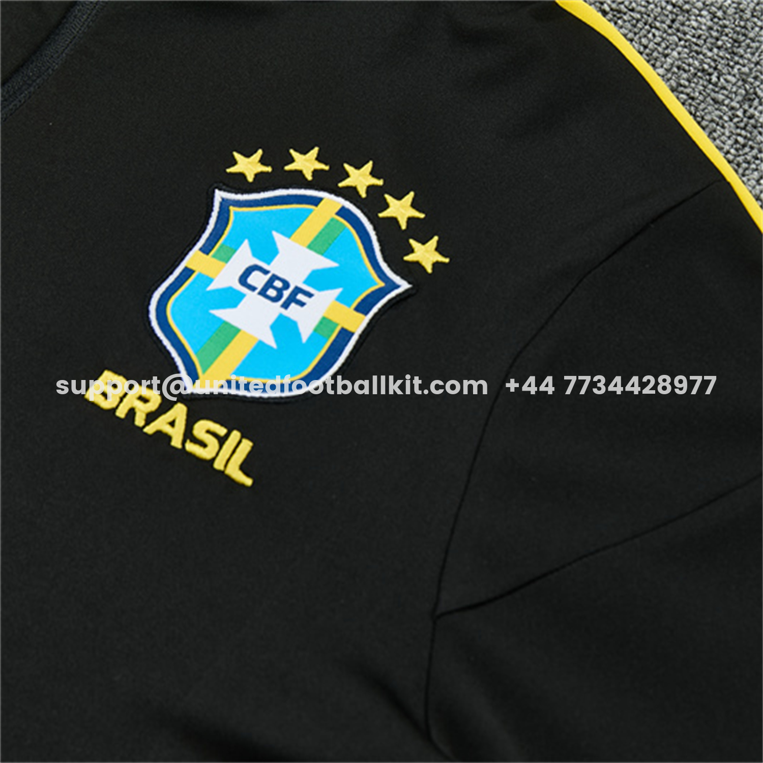 Unitedfootballkit.com | Brazil X JD 2026 Long Sleeves Training Set - Black Top And Black Yellow Pants -Customize Name, Number and Patch | Worldwide Shipping