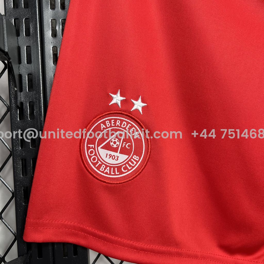 Unitedfootballkit.com | Aberdeen 24-25 Home Shorts - Fans Version -Customize Name, Number and Patch | Worldwide Shipping