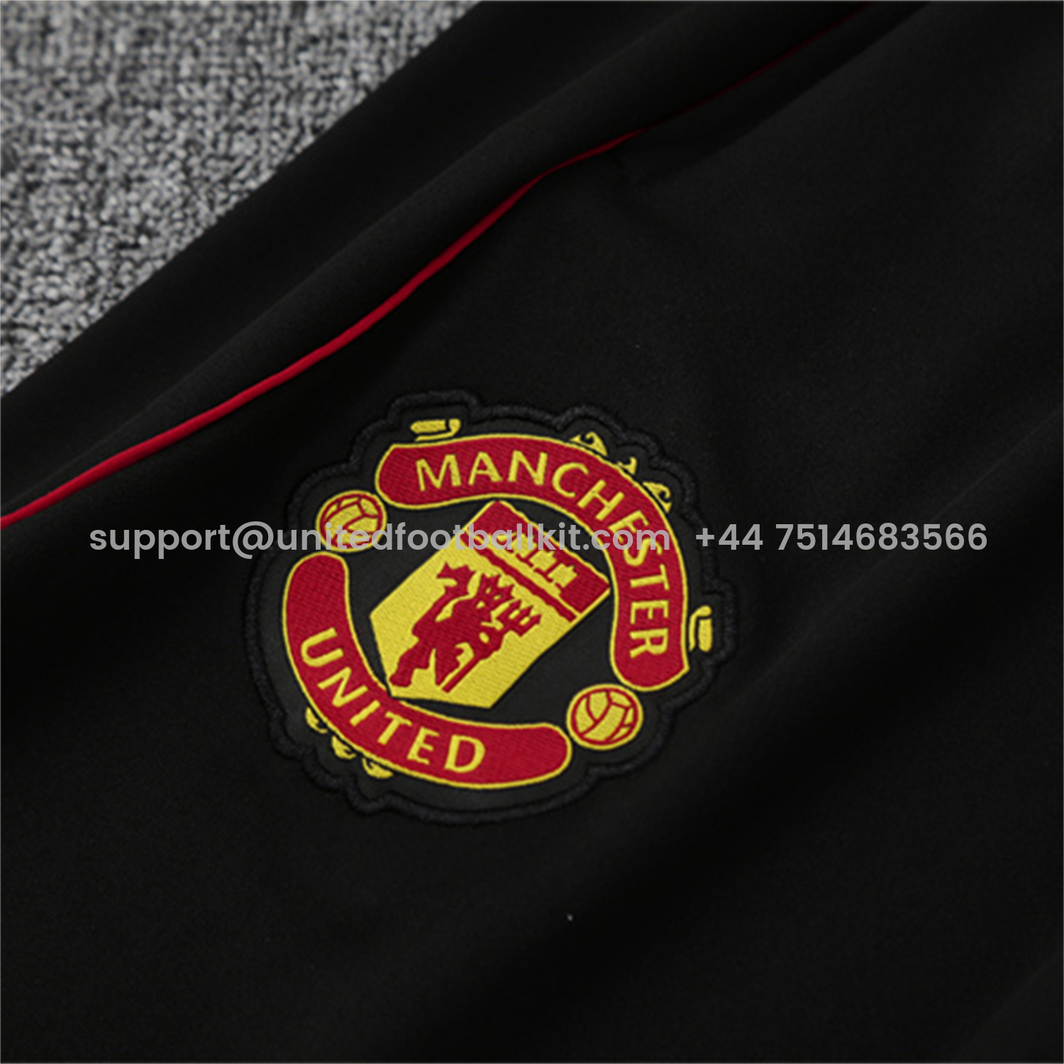 Unitedfootballkit.com | Manchester United 25-26 Long Sleeves Training Set - White Top & Black Pants -Customize Name, Number and Patch | Worldwide Shipping