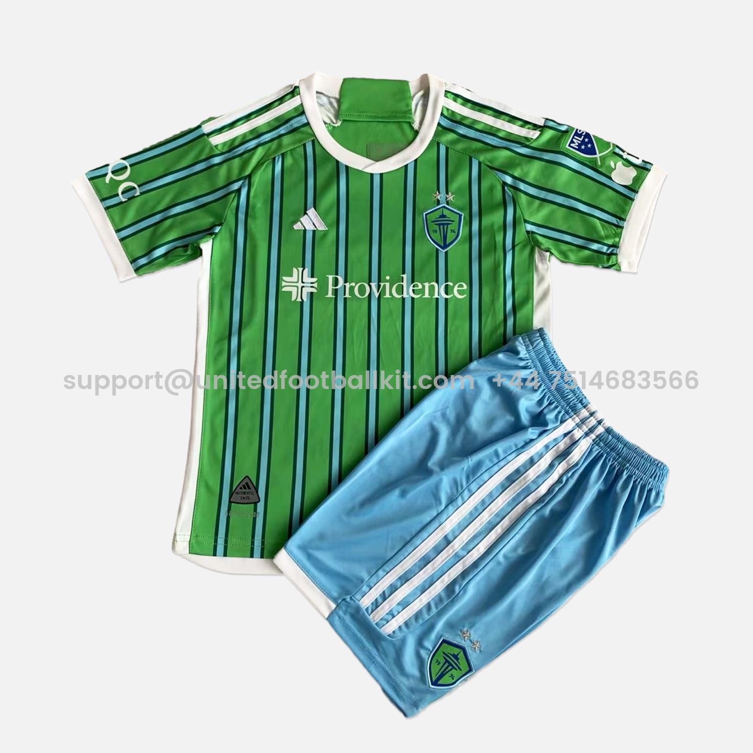Unitedfootballkit.com | Seattle Sounders 2024 Home Stadium Kids Kit -Customize Name, Number and Patch | Worldwide Shipping