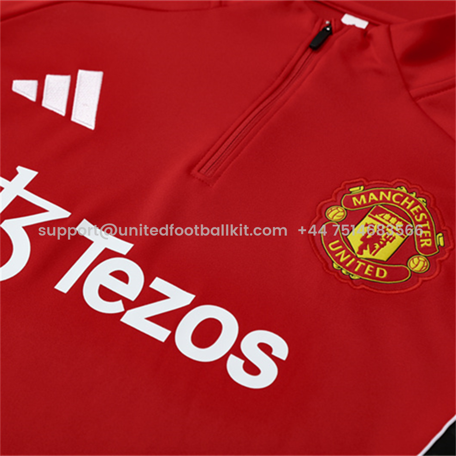 Unitedfootballkit.com | Manchester United 25-26 Kid Long Sleeves Training Set - Red Top & Black Pants -Customize Name, Number and Patch | Worldwide Shipping