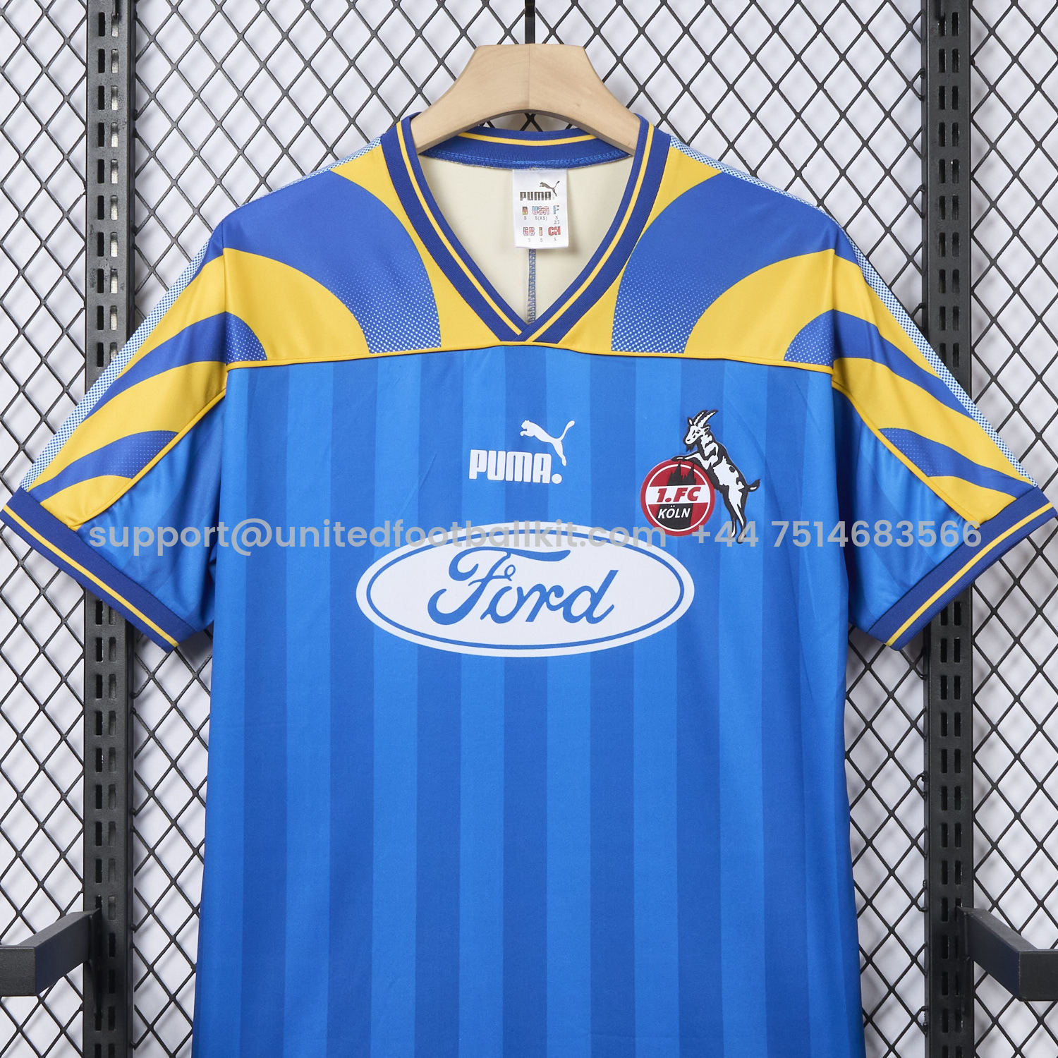 Unitedfootballkit.com | Retro 1. FC Köln 1995-96 Away Blue Jersey -Customize Name, Number and Patch | Worldwide Shipping