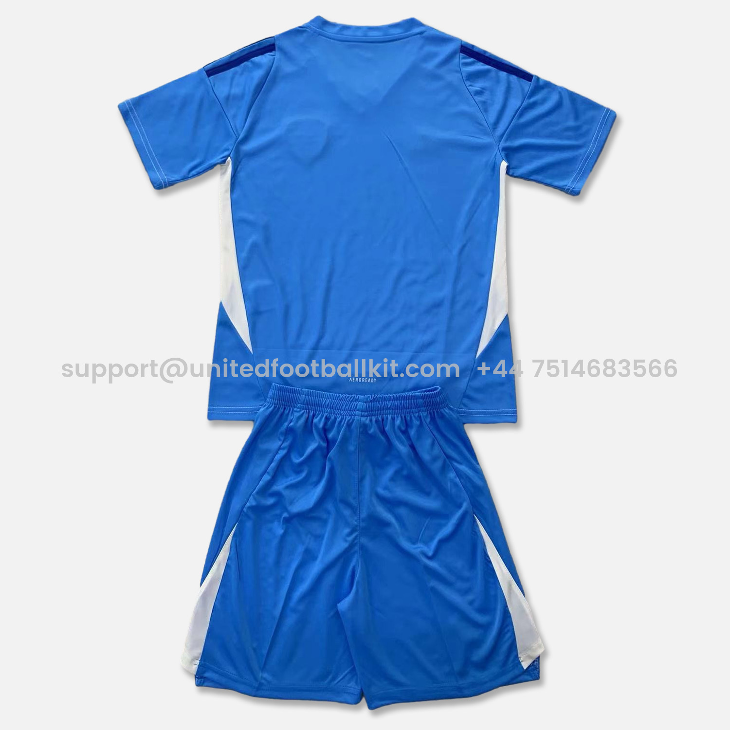 Unitedfootballkit.com | Leeds United 24-25 Lake Blue Goalkeeper Kids Kit -Customize Name, Number and Patch | Worldwide Shipping