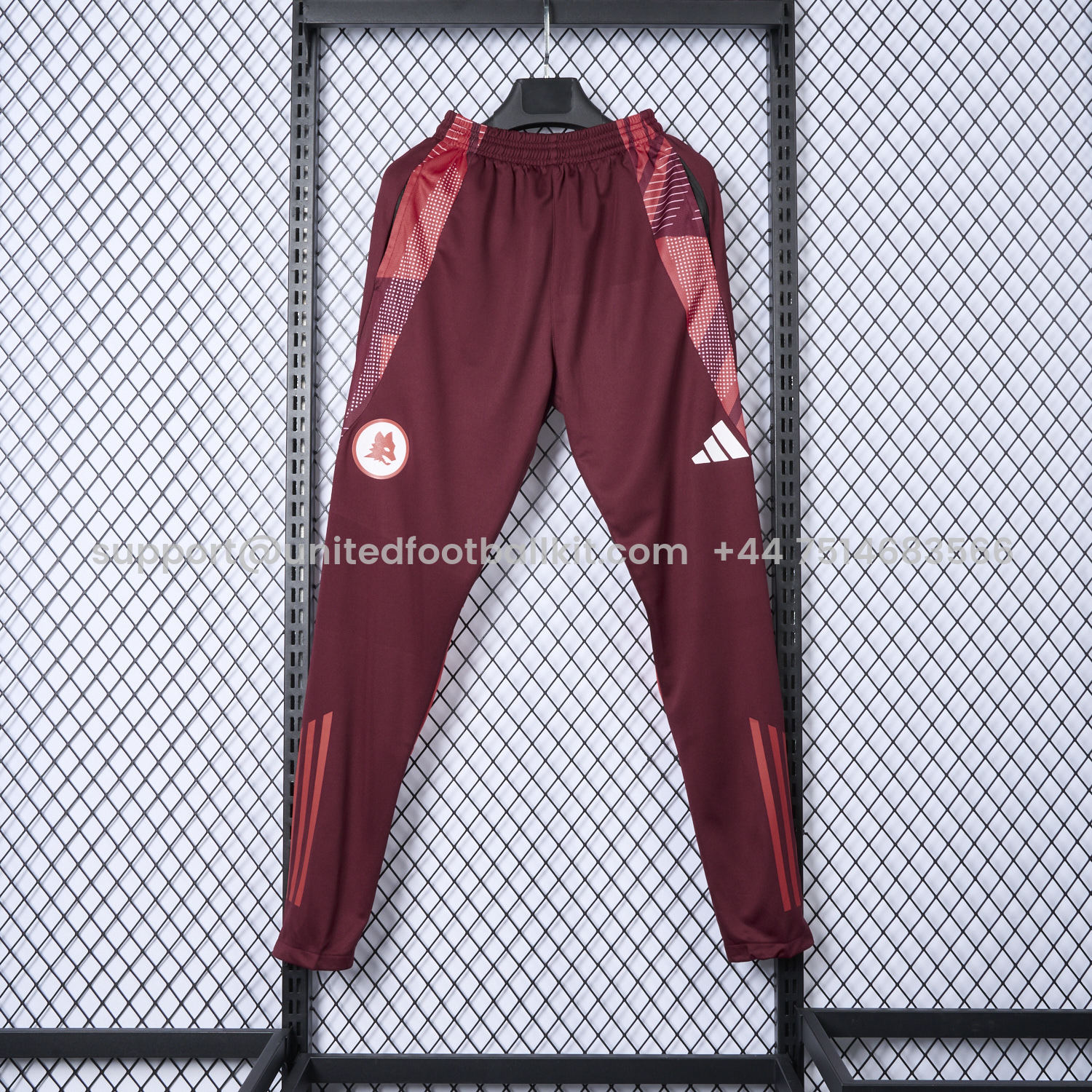 Unitedfootballkit.com | AS Roma 24-25 Burgundy Training Pants - Player Version -Customize Name, Number and Patch | Worldwide Shipping