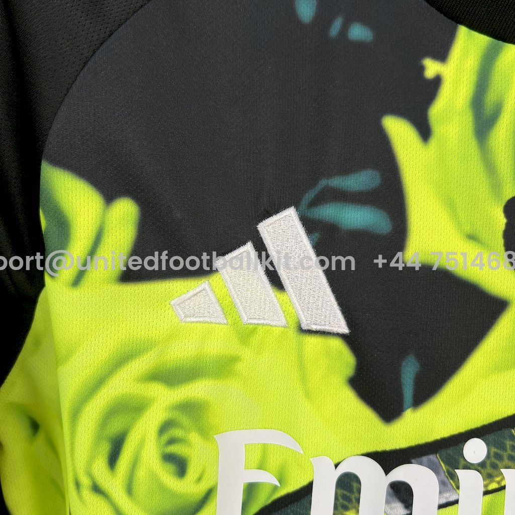 Unitedfootballkit.com | Real Madrid 25-26 Snake and Green Flowers Black Jersey - Fans Version -Customize Name, Number and Patch | Worldwide Shipping