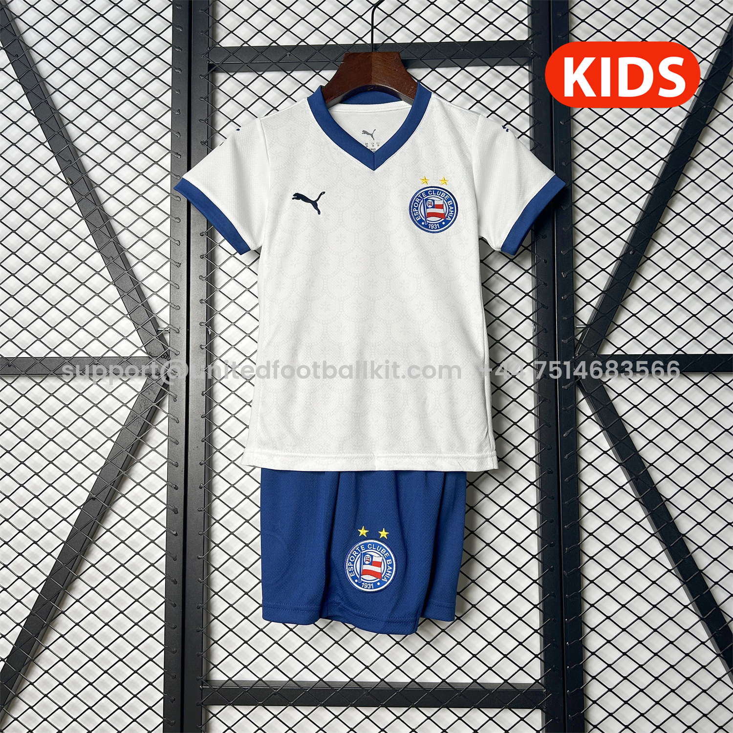 Unitedfootballkit.com | Bahia 25-26 Home Unsponsored Kids Kit -Customize Name, Number and Patch | Worldwide Shipping