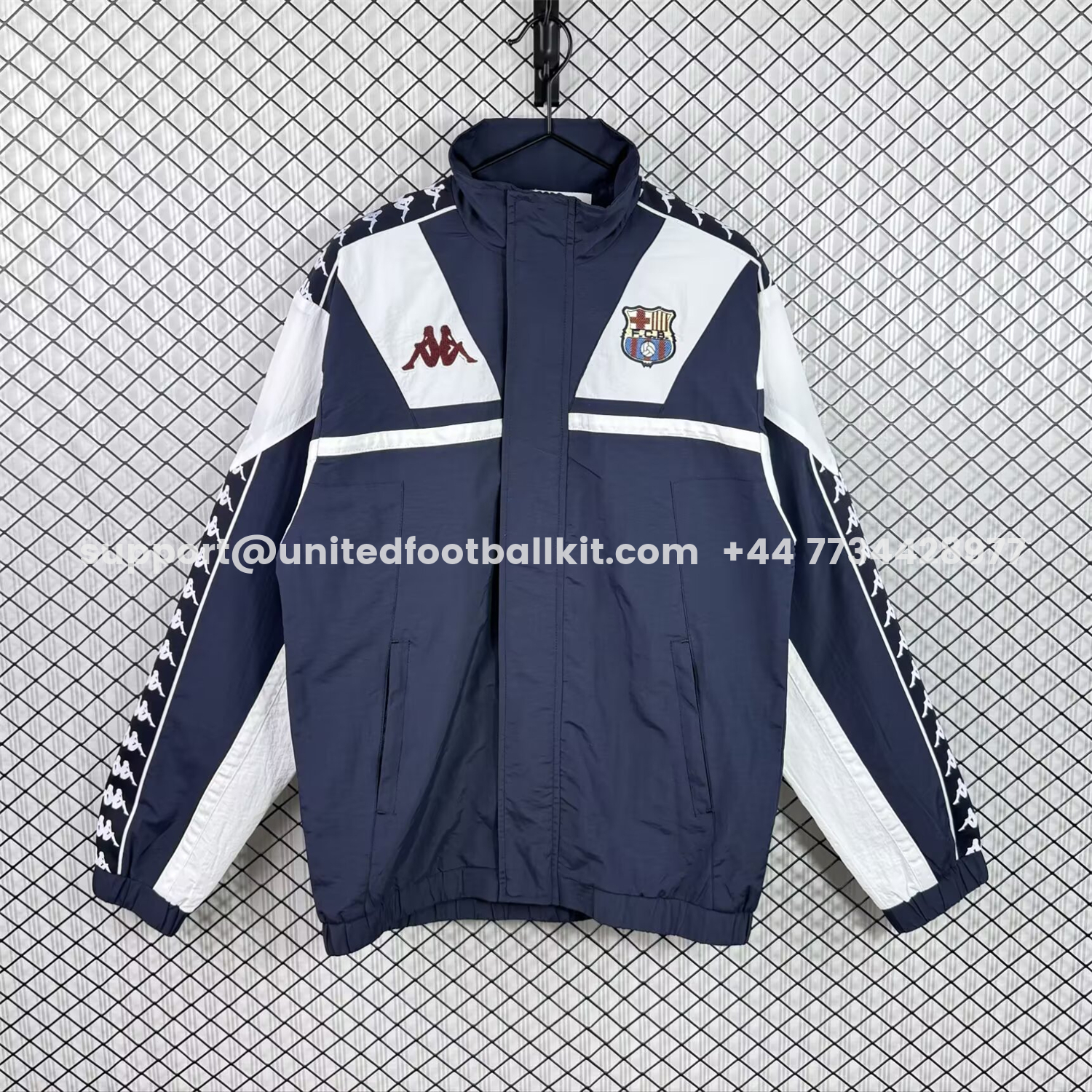 Unitedfootballkit.com | Retro Barcelona 1994-95 Windbreaker Jacket - Black -Customize Name, Number and Patch | Worldwide Shipping