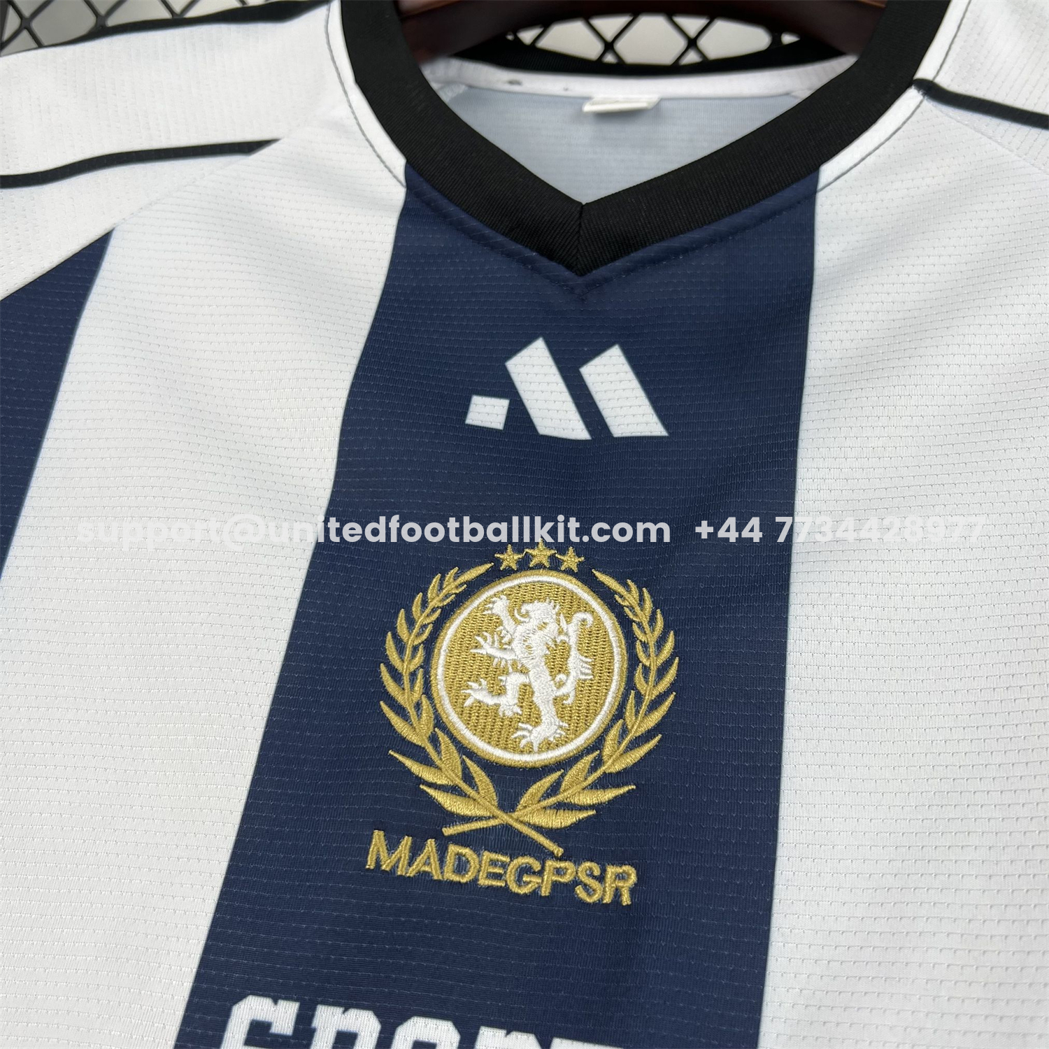Unitedfootballkit.com | Unisex Deep Blue Striped 2026 World Cup Style V-Neck Soccer Jersey - Fans Version -Customize Name, Number and Patch | Worldwide Shipping