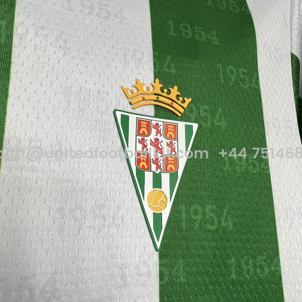 Unitedfootballkit.com | Cordoba CF 24-25 Home Kids Kit -Customize Name, Number and Patch | Worldwide Shipping