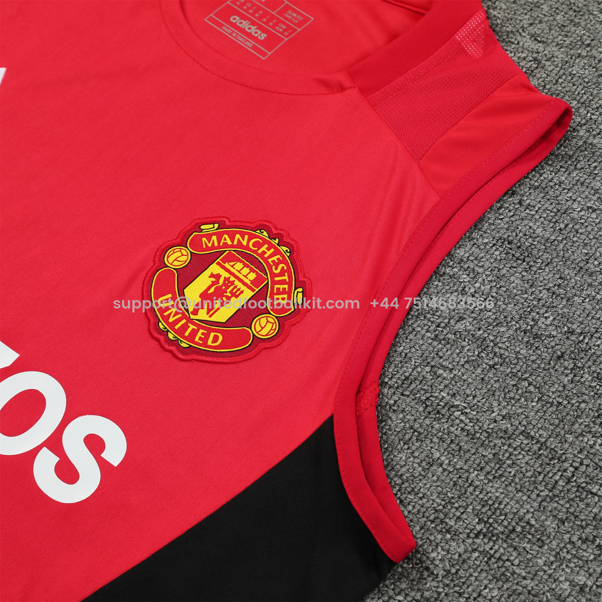 Unitedfootballkit.com | Manchester United 24-25 Vest Training Set - Red -Customize Name, Number and Patch | Worldwide Shipping