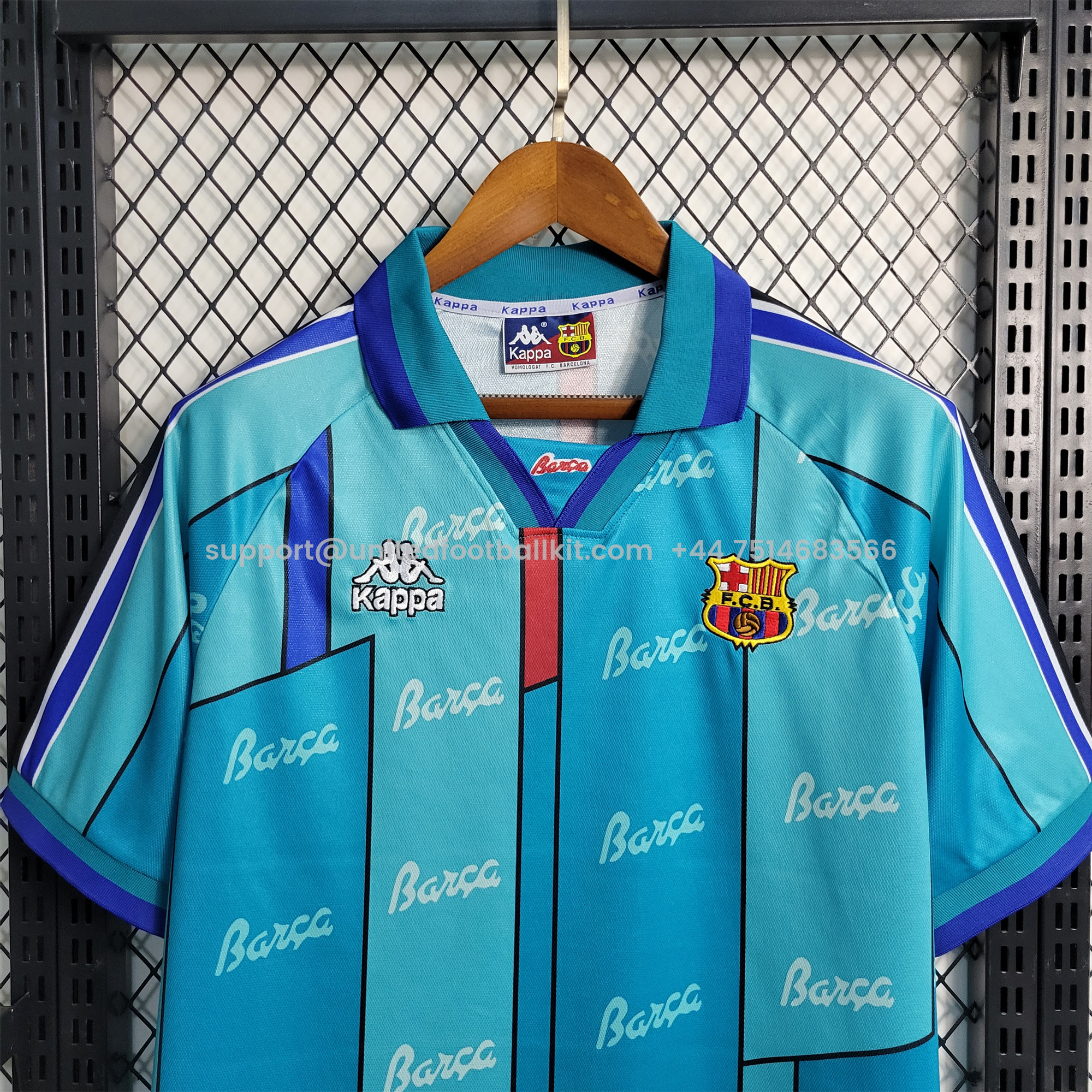 Unitedfootballkit.com | Retro Barcelona 95-97 Away Stadium Jersey -Customize Name, Number and Patch | Worldwide Shipping