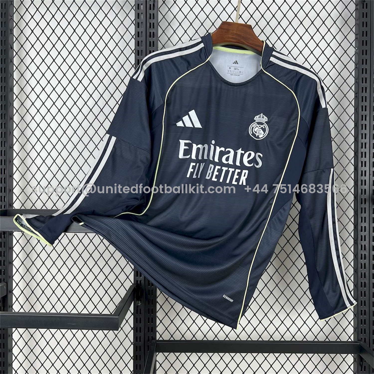 Unitedfootballkit.com | Real Madrid 25-26 Away Long Sleeves Jersey - Fans Version -Customize Name, Number and Patch | Worldwide Shipping