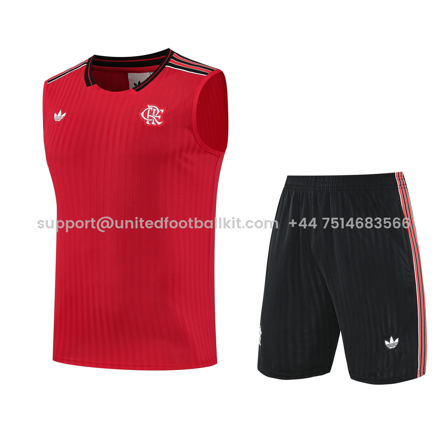 Unitedfootballkit.com | Flamengo 25-26 Short-Sleeve Training Set - Red Vest & Black Shorts -Customize Name, Number and Patch | Worldwide Shipping