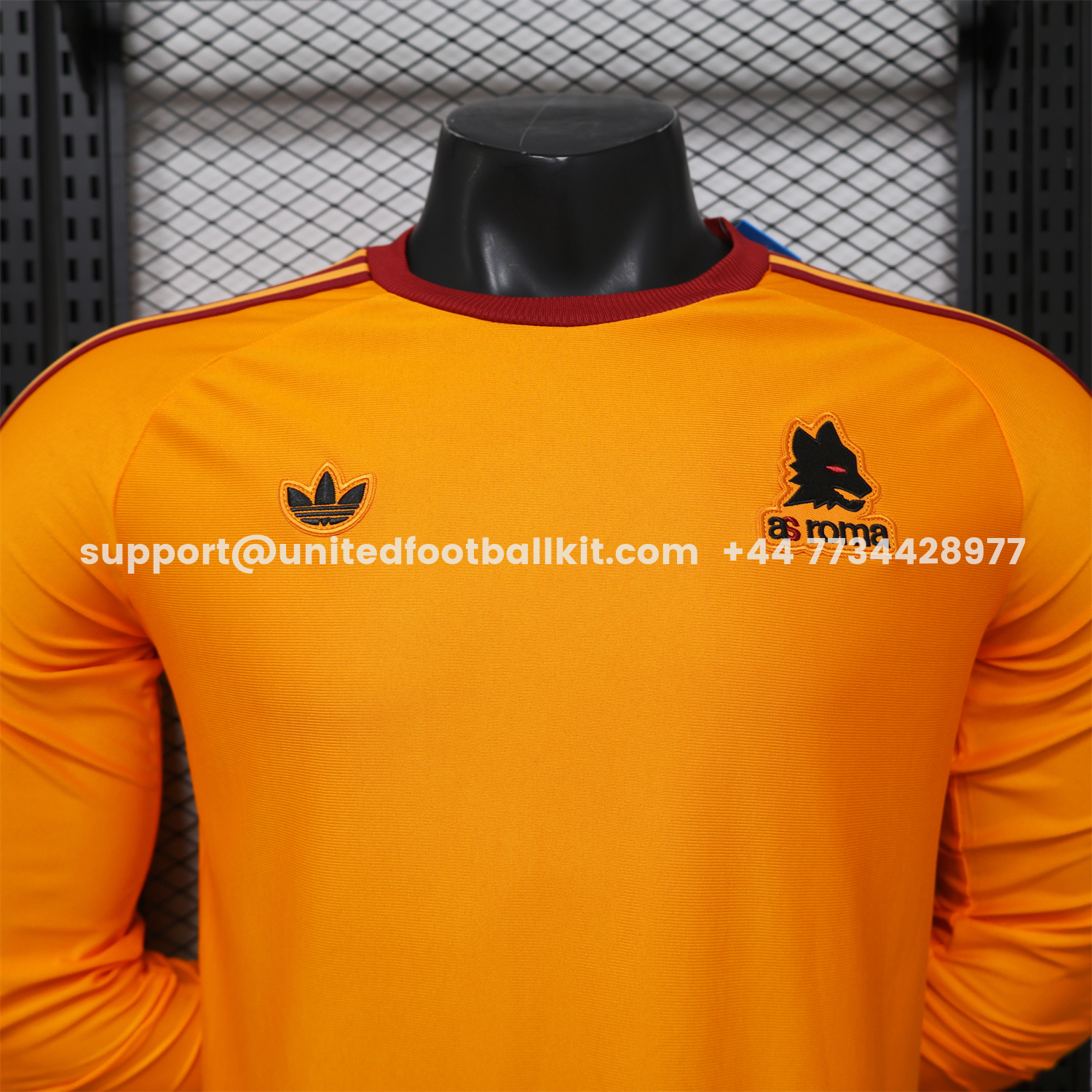 Unitedfootballkit.com | AS Roma 25-26 Retro Casual Style Orange Special Long Sleeves Jersey - Player Version -Customize Name, Number and Patch | Worldwide Shipping