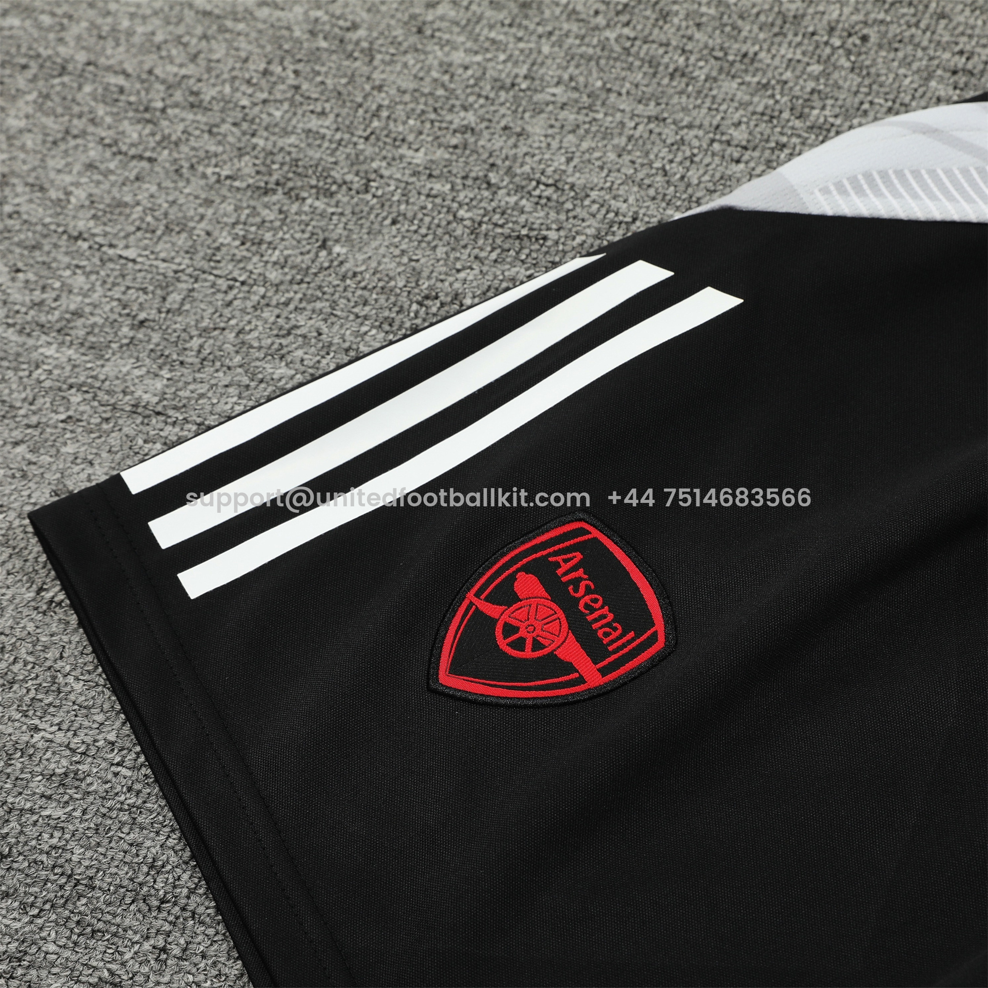 Unitedfootballkit.com | Arsenal 24-25 Short-Sleeve Training Set - Black -Customize Name, Number and Patch | Worldwide Shipping