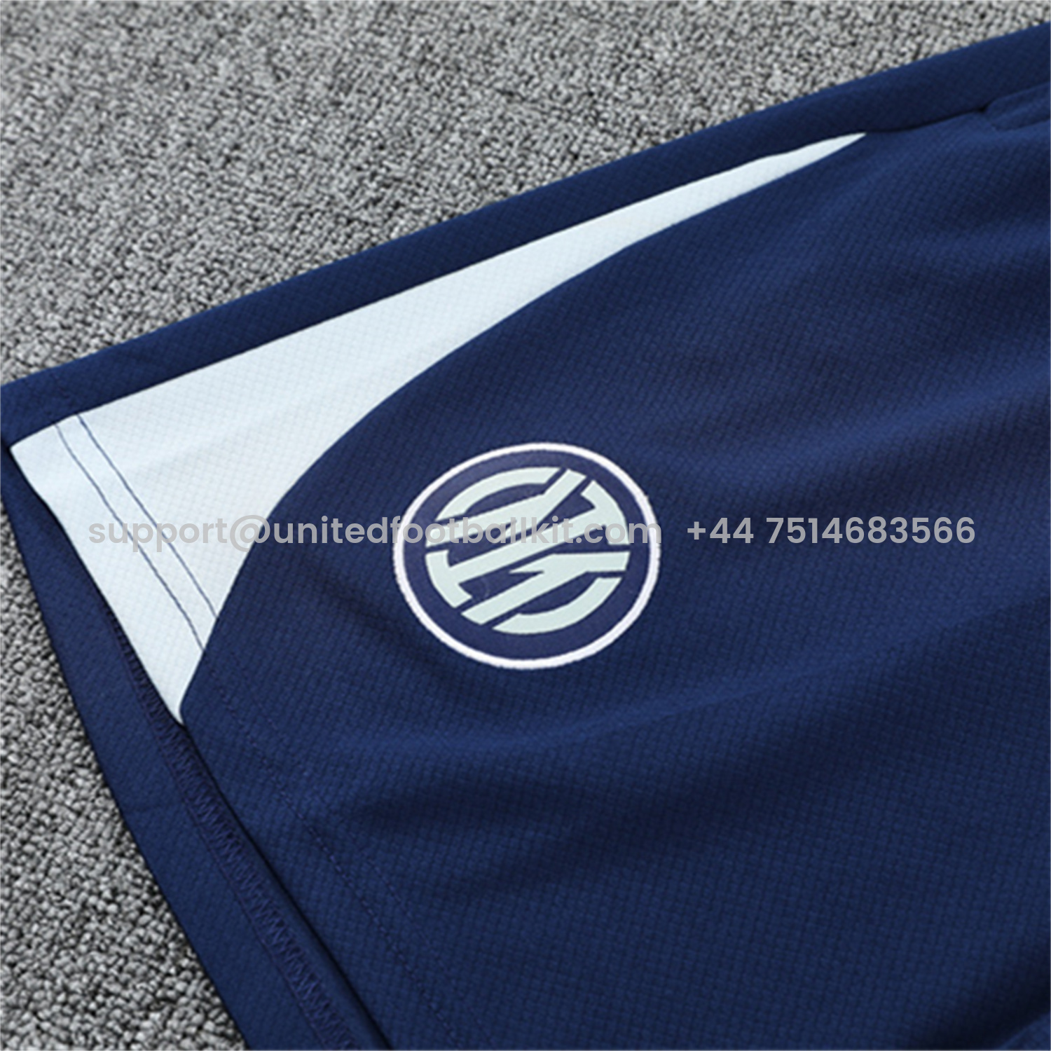 Unitedfootballkit.com | Inter Milan 25-26 Short-Sleeve Training Set - Light Grey Top & Blue Shorts -Customize Name, Number and Patch | Worldwide Shipping