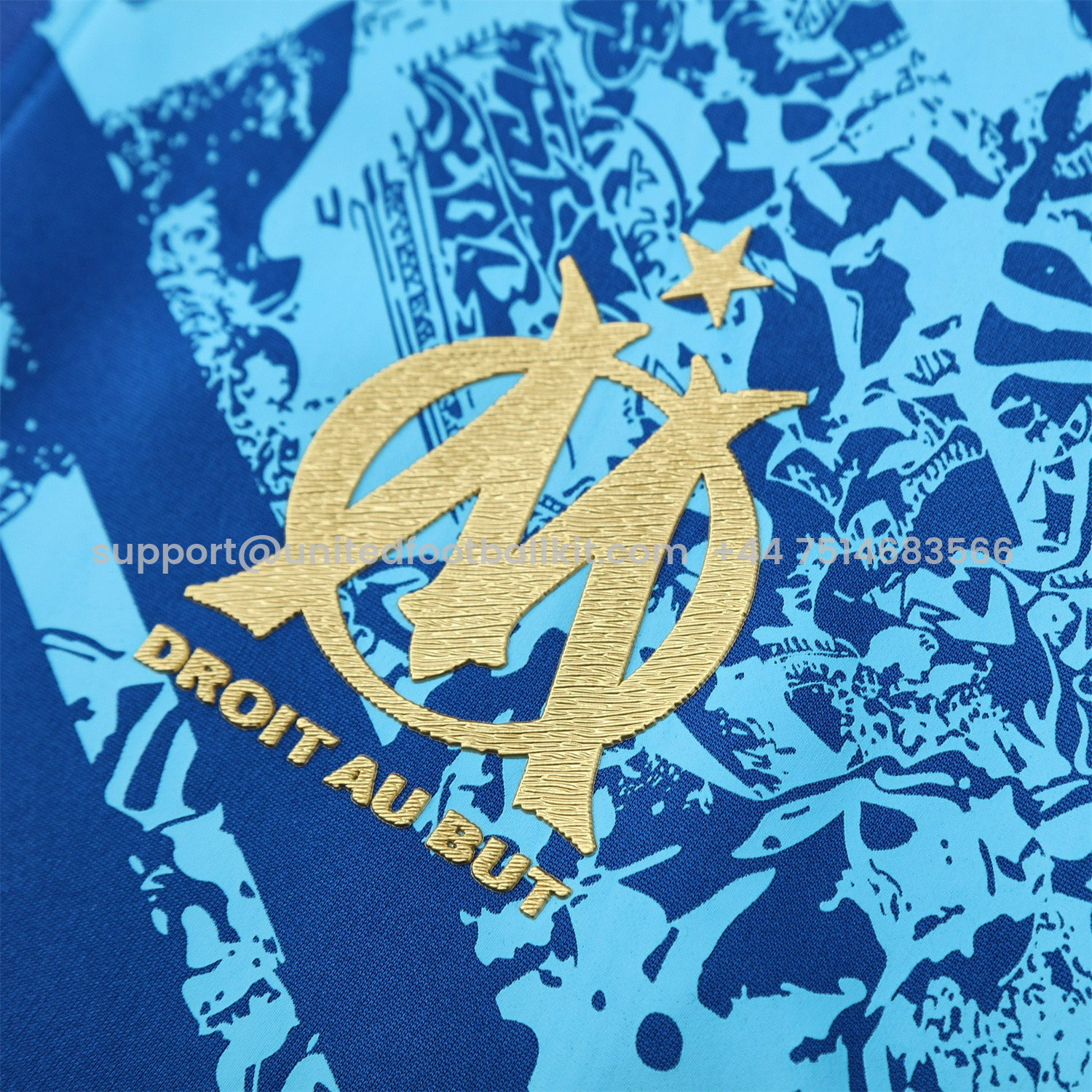 Unitedfootballkit.com | Marseille 25-26 Jacket Training Tracksuit - Blue Jackets & Blue Pants -Customize Name, Number and Patch | Worldwide Shipping