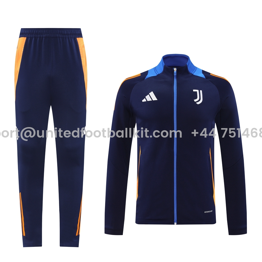 Unitedfootballkit.com | Juventus 24-25 Jacket Training Tracksuit - Royal Blue -Customize Name, Number and Patch | Worldwide Shipping