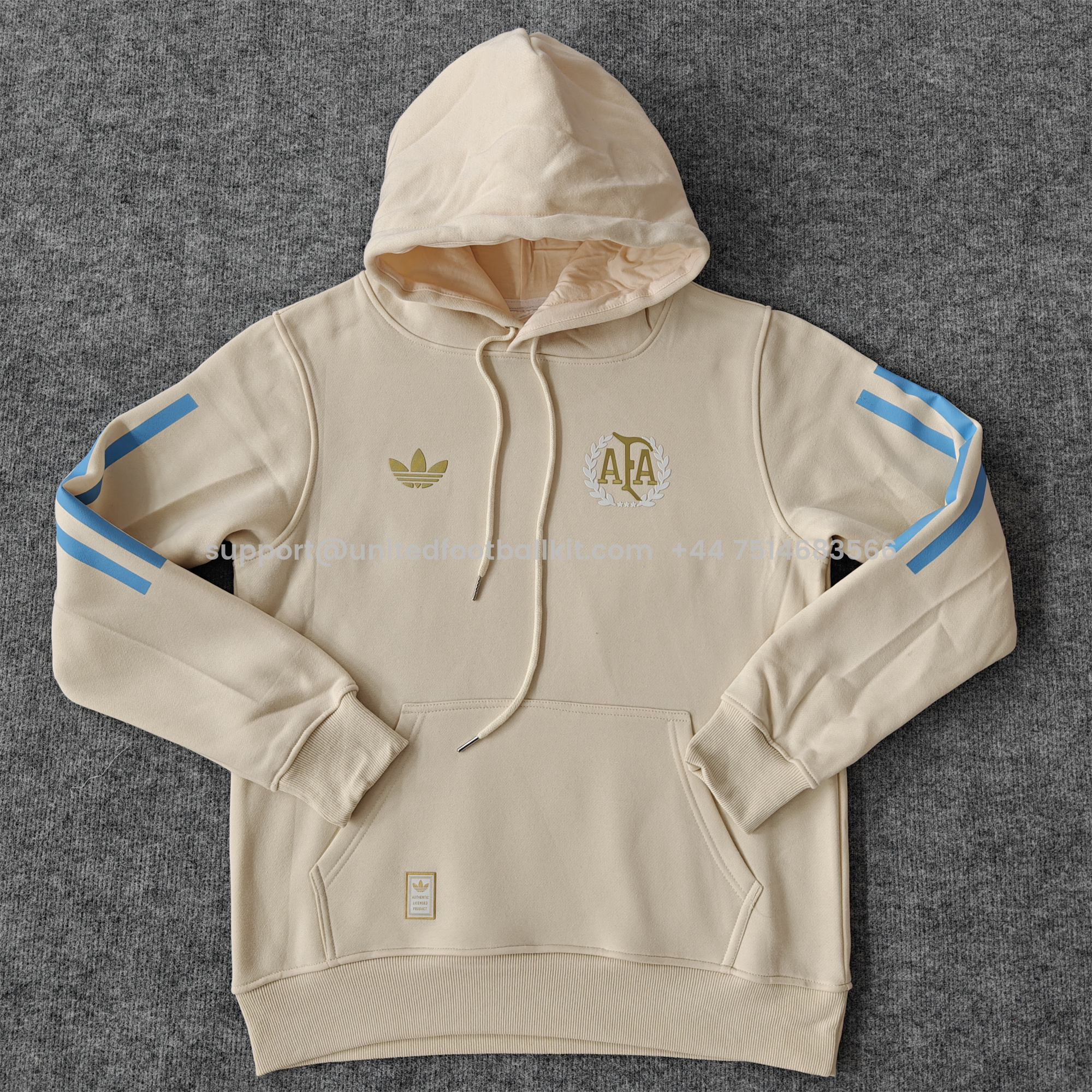 Unitedfootballkit.com | Argentina 24-25 Adi 50 Years Anniversary Hoodie - Beige -Customize Name, Number and Patch | Worldwide Shipping