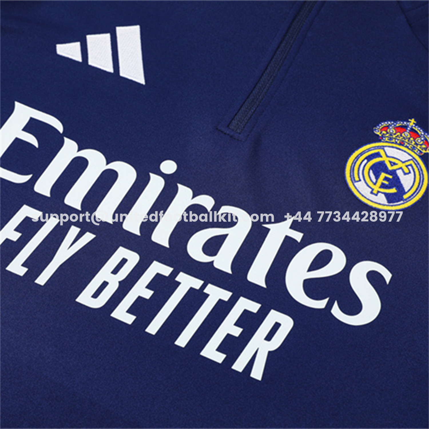 Unitedfootballkit.com | Real Madrid 25-26 Kids Long Sleeve Training Set - Deep Blue Top & Pants -Customize Name, Number and Patch | Worldwide Shipping