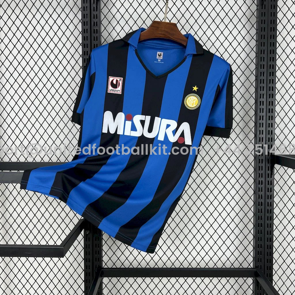 Unitedfootballkit.com | Retro Inter Milan 1990-91 Home Jersey -Customize Name, Number and Patch | Worldwide Shipping