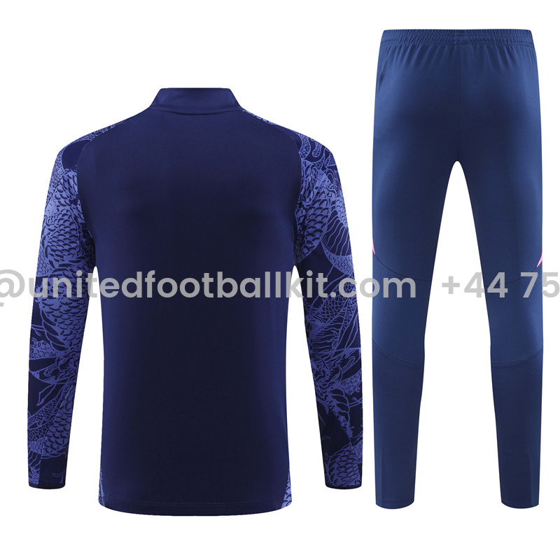 Unitedfootballkit.com | Real Madrid 24-25 Long Sleeve Training Set - Blue Dragon -Customize Name, Number and Patch | Worldwide Shipping