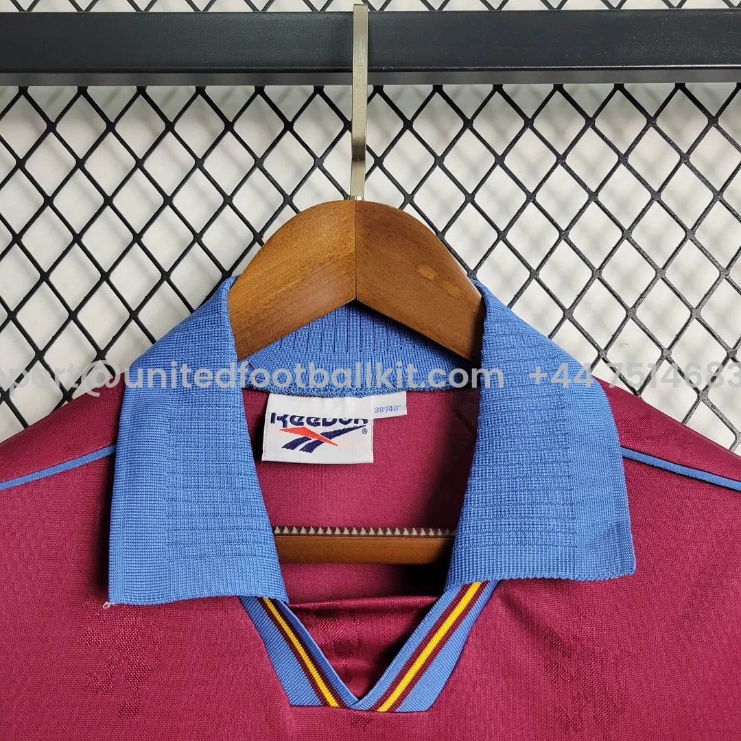Unitedfootballkit.com | Retro Aston Villa 1995-97 Home Stadium Jersey -Customize Name, Number and Patch | Worldwide Shipping