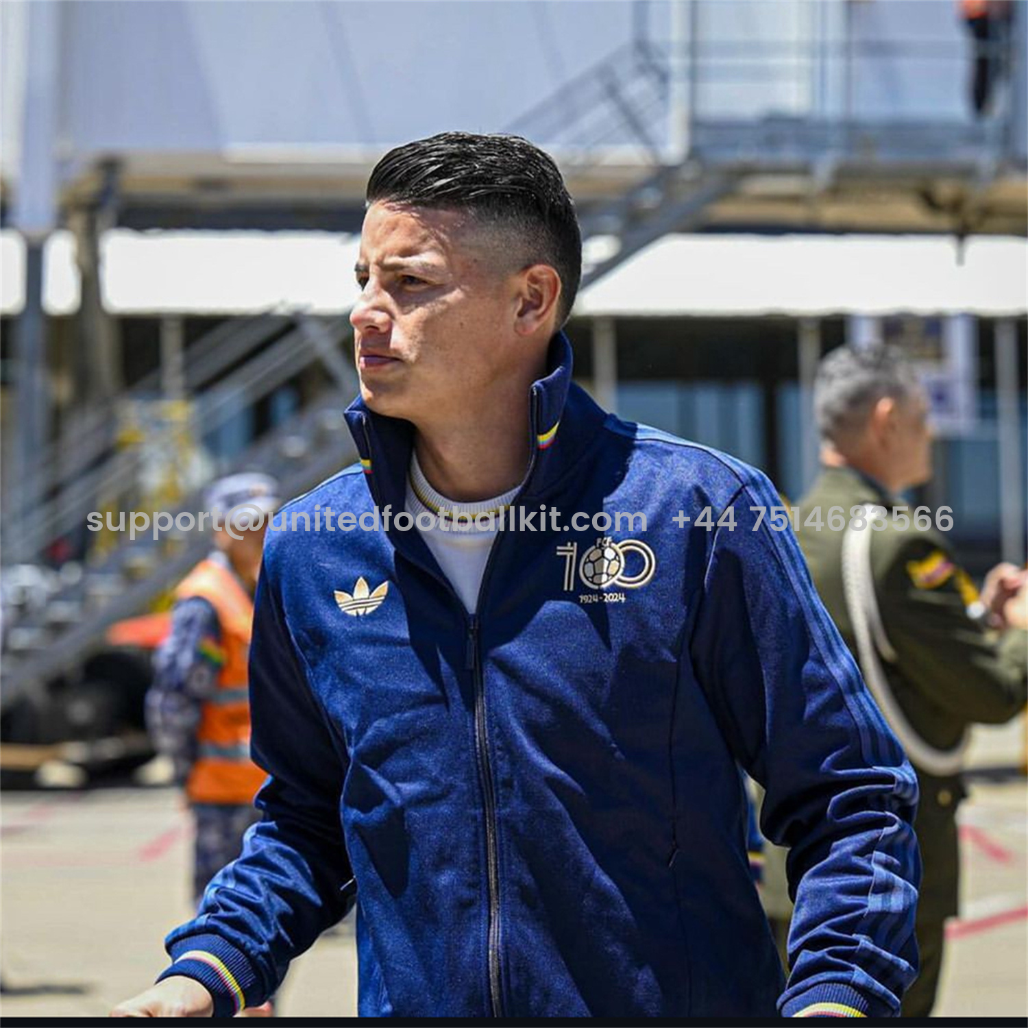 Unitedfootballkit.com | Colombia 2024 100th Anniversary Jacket Training Tracksuit - Deep Blue -Customize Name, Number and Patch | Worldwide Shipping
