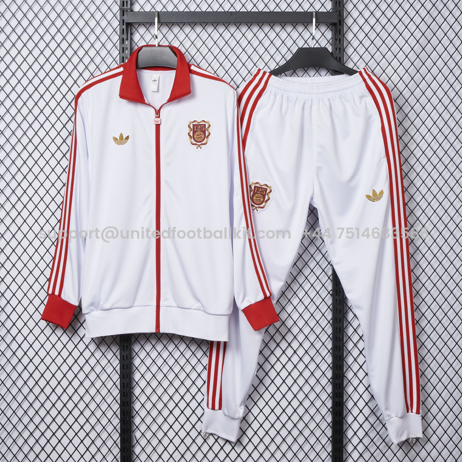 Unitedfootballkit.com | Bayern Munich 2025 125th Anniversary Jacket Training Tracksuit - White -Customize Name, Number and Patch | Worldwide Shipping