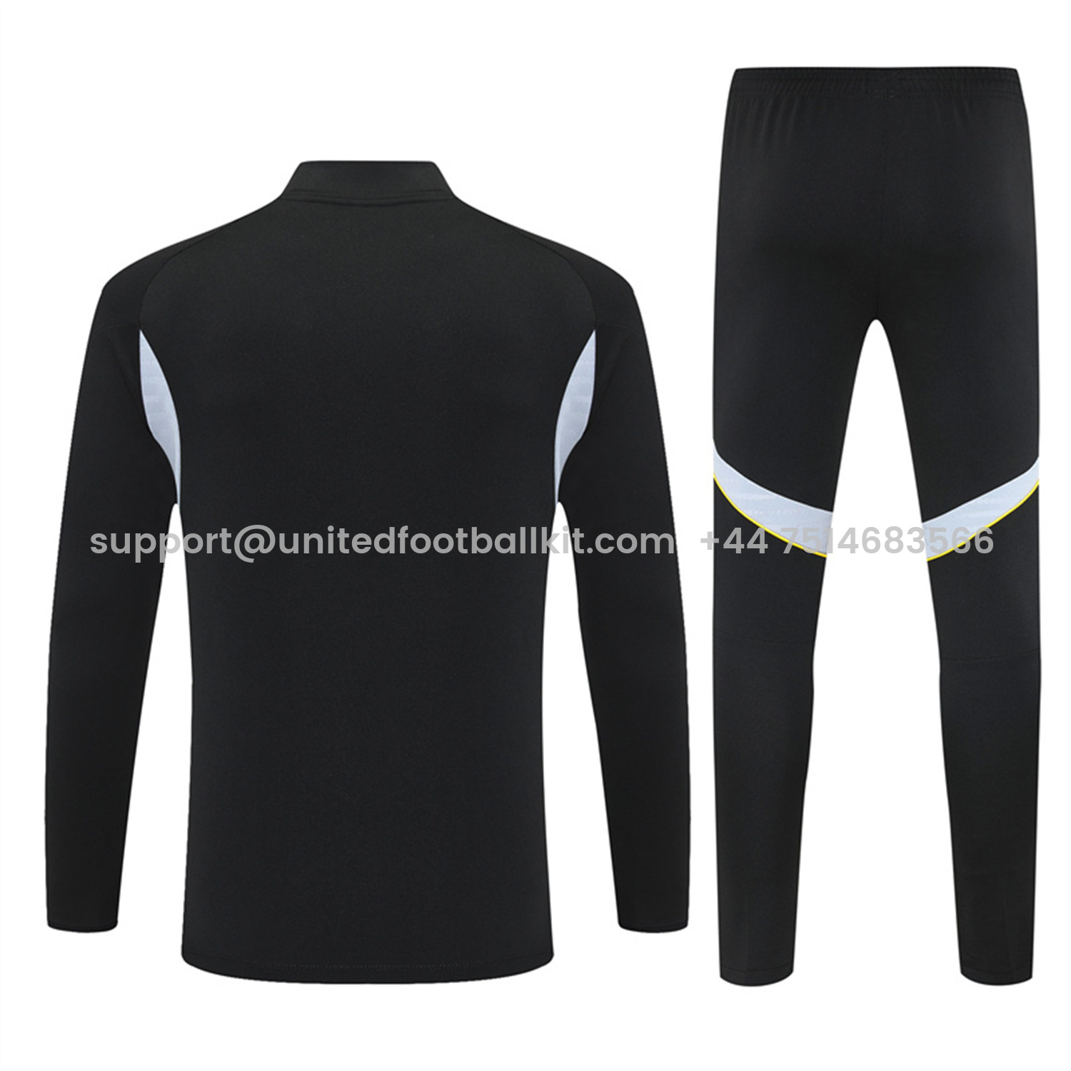 Unitedfootballkit.com | Real Madrid 25-26 Kid Long Sleeves Training Set - Black Top & Black Pants -Customize Name, Number and Patch | Worldwide Shipping