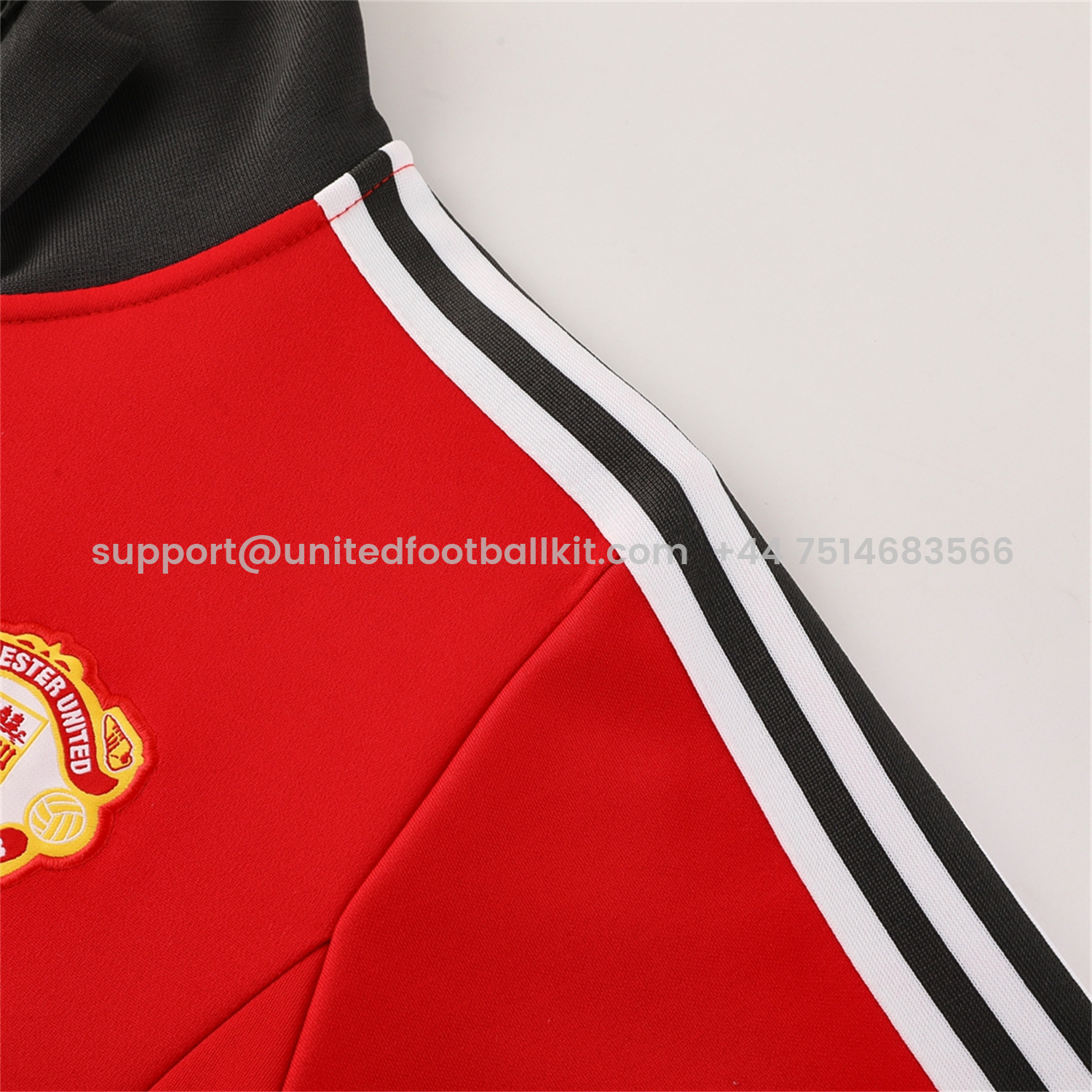 Unitedfootballkit.com | Manchester United 24-25 Throwback Jacket Training Tracksuit - Red Jackets & Grey Pants -Customize Name, Number and Patch | Worldwide Shipping
