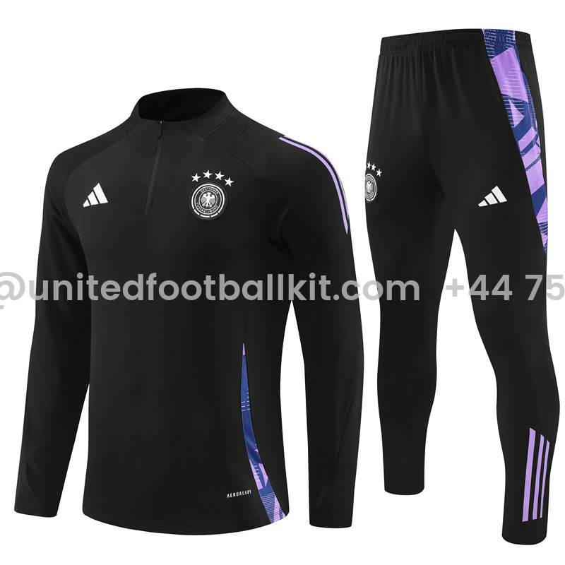 Unitedfootballkit.com | Germany 2024 Long Sleeve Training Set - Black -Customize Name, Number and Patch | Worldwide Shipping