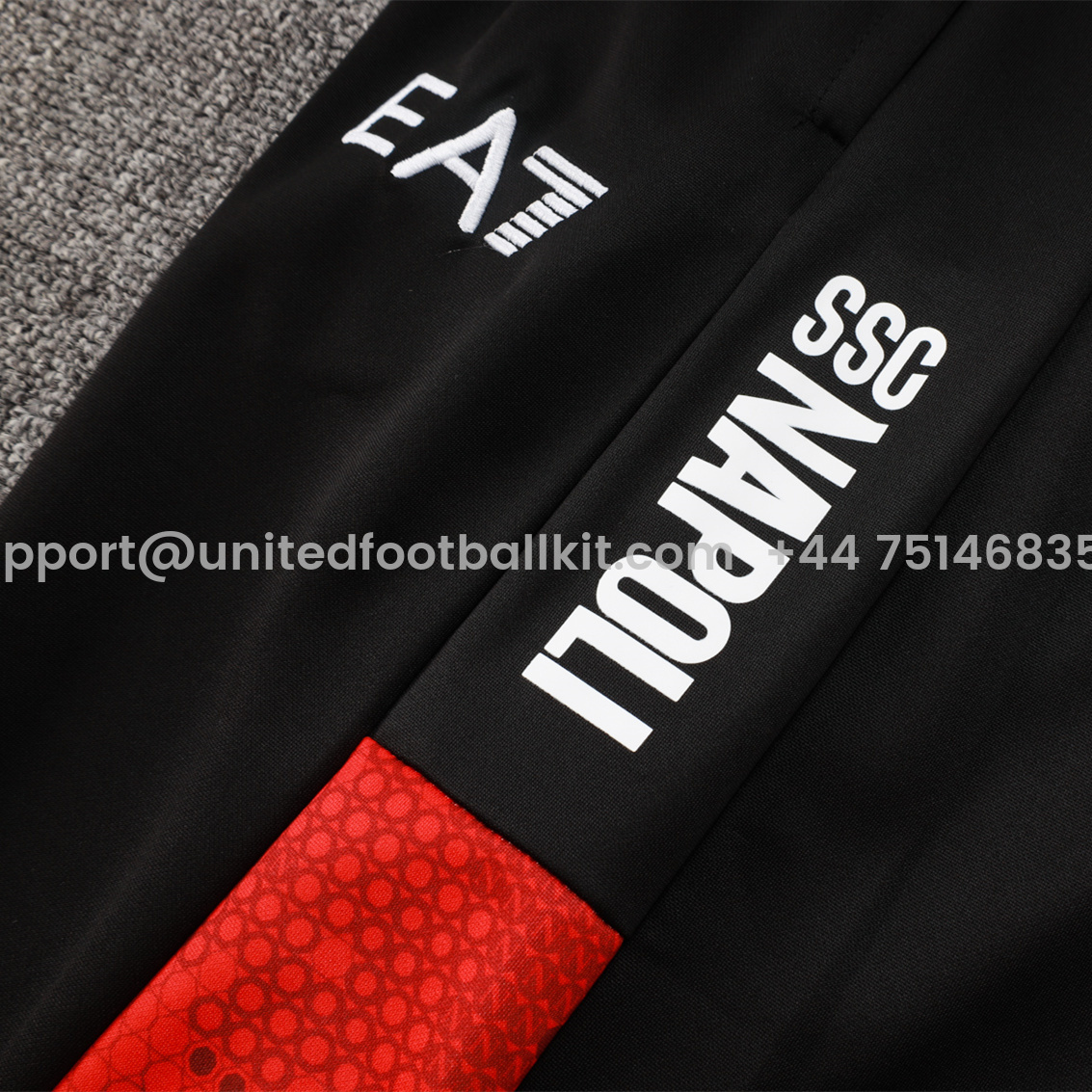 Unitedfootballkit.com | Napoli 24-25 Long Sleeve Training Set - Red Top and Black Pants -Customize Name, Number and Patch | Worldwide Shipping