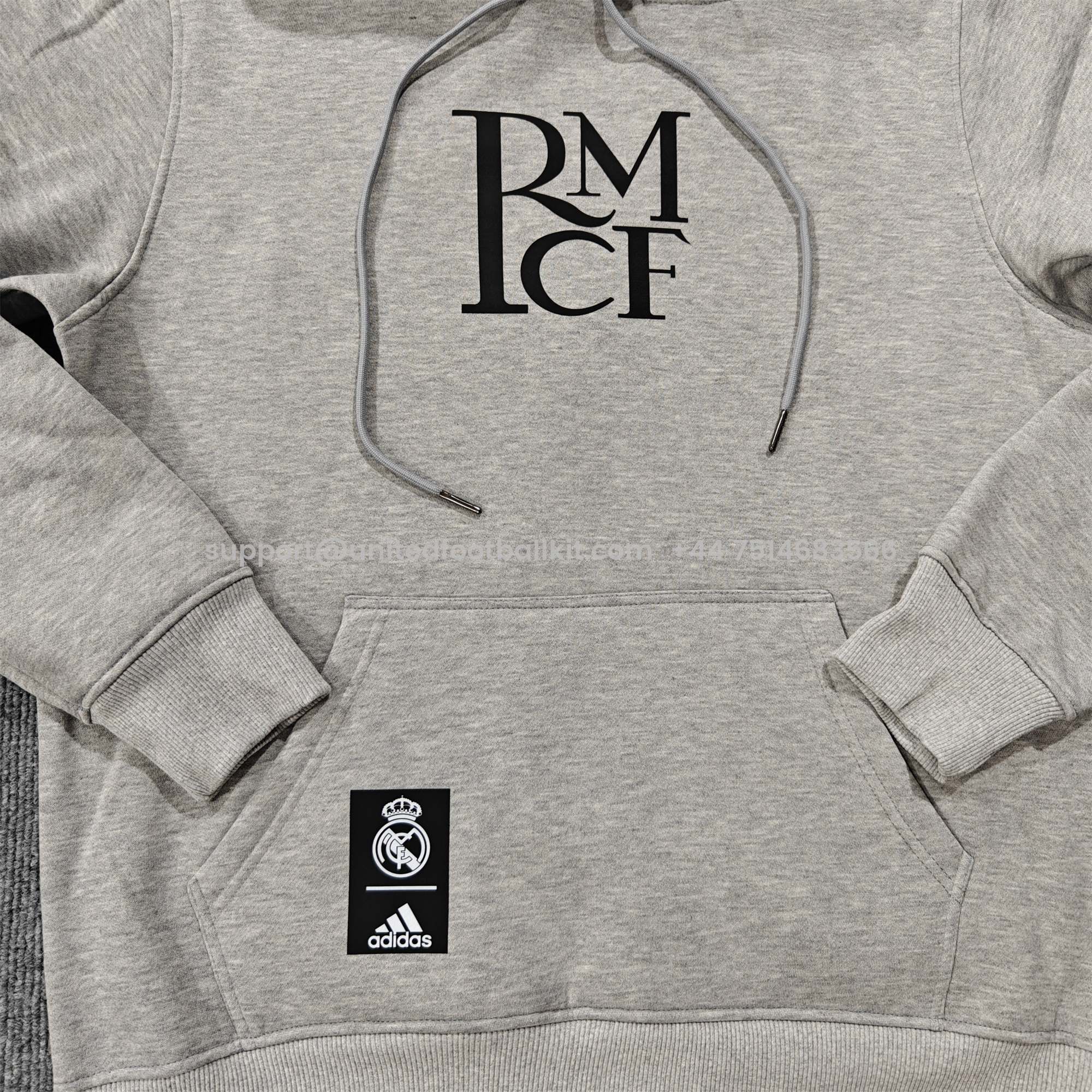 Unitedfootballkit.com | Real Madrid 24-25 RMCF Concept Hoodie - Grey -Customize Name, Number and Patch | Worldwide Shipping