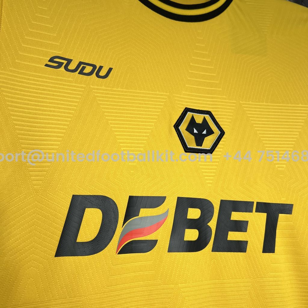 Unitedfootballkit.com | Wolverhampton Wanderers Wolves 24-25 Home Jersey - Fans Version -Customize Name, Number and Patch | Worldwide Shipping