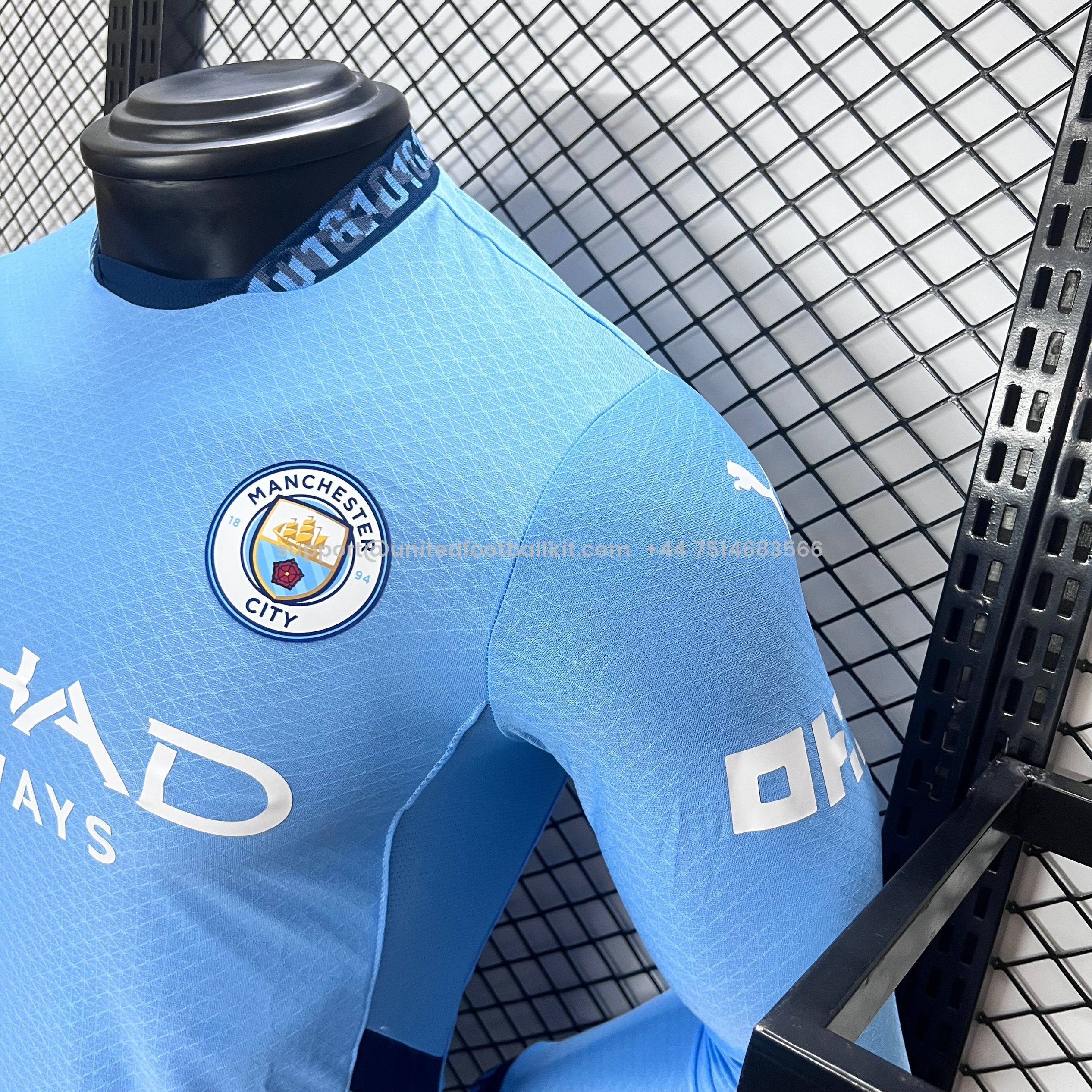 Unitedfootballkit.com | Manchester City 24-25 Home Long Sleeve Jersey - Player Version -Customize Name, Number and Patch | Worldwide Shipping