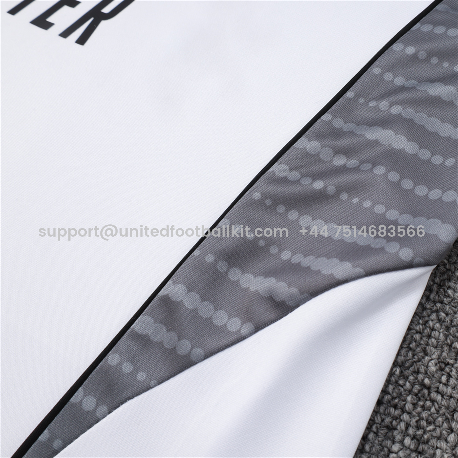 Unitedfootballkit.com | Real Madrid 25-26 Long Sleeve Training Set - White Top and Black Pants -Customize Name, Number and Patch | Worldwide Shipping