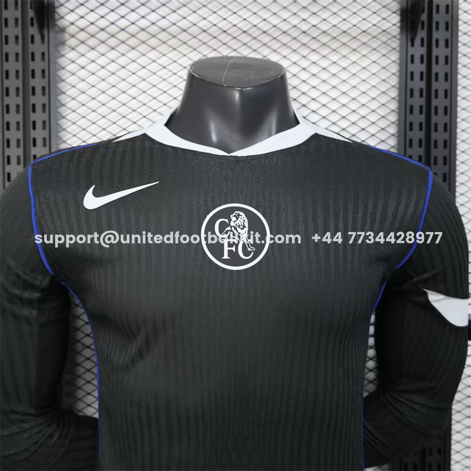 Unitedfootballkit.com | C.H.E.L.S.E.A 25-26 Third Long Unsponsored Black Jersey - Player Version -Customize Name, Number and Patch | Worldwide Shipping