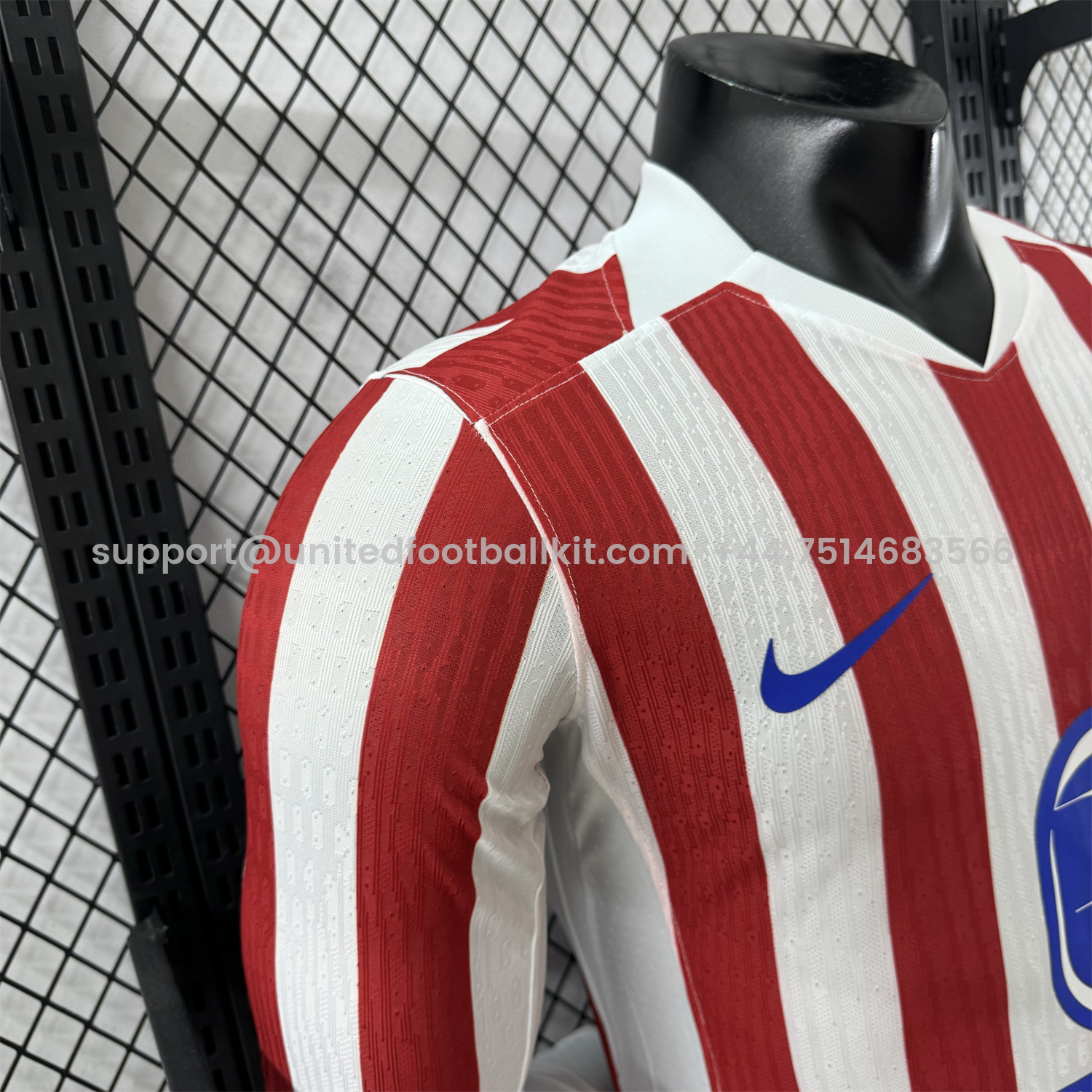 Unitedfootballkit.com | Atletico Madrid 25-26 Home Long Sleeves Jersey - Player Version -Customize Name, Number and Patch | Worldwide Shipping