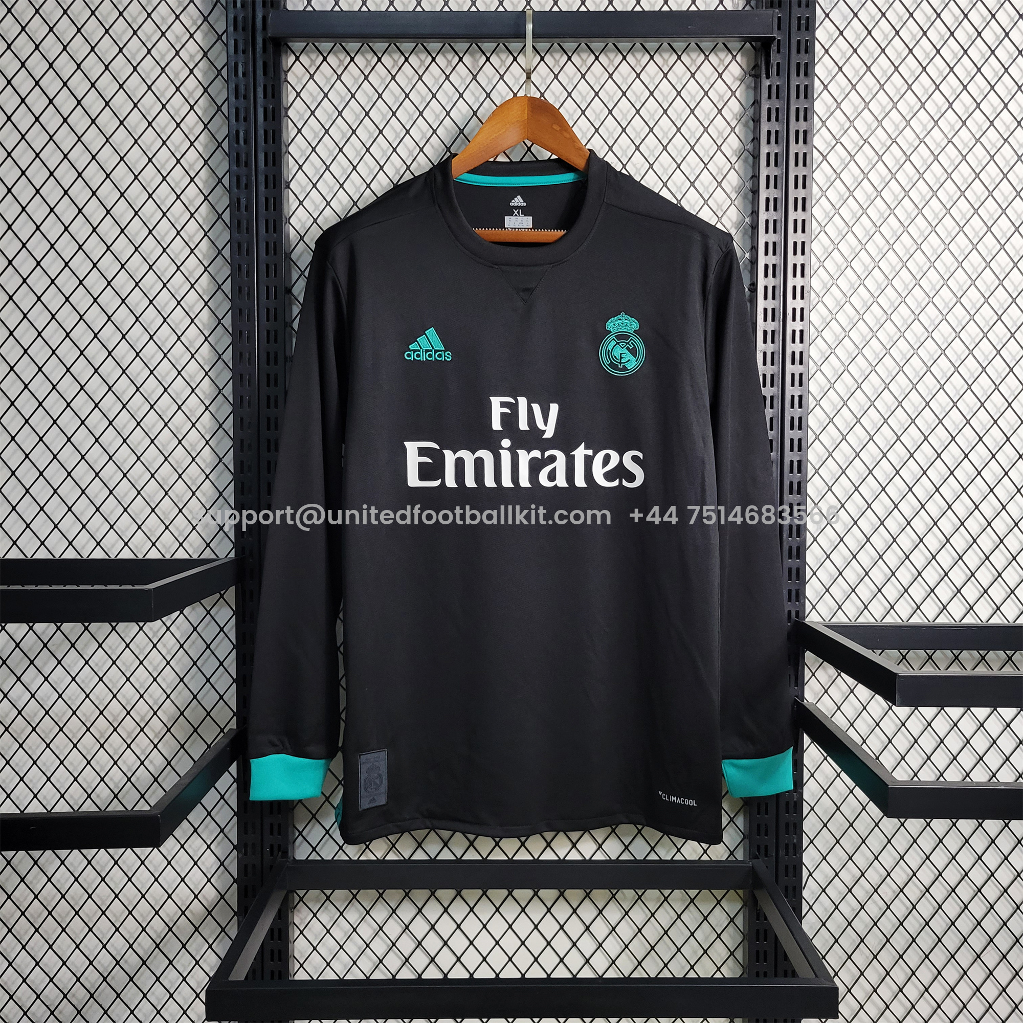 Unitedfootballkit.com | Retro Real Madrid 17-18 Away Stadium Long Sleeve Jersey -Customize Name, Number and Patch | Worldwide Shipping