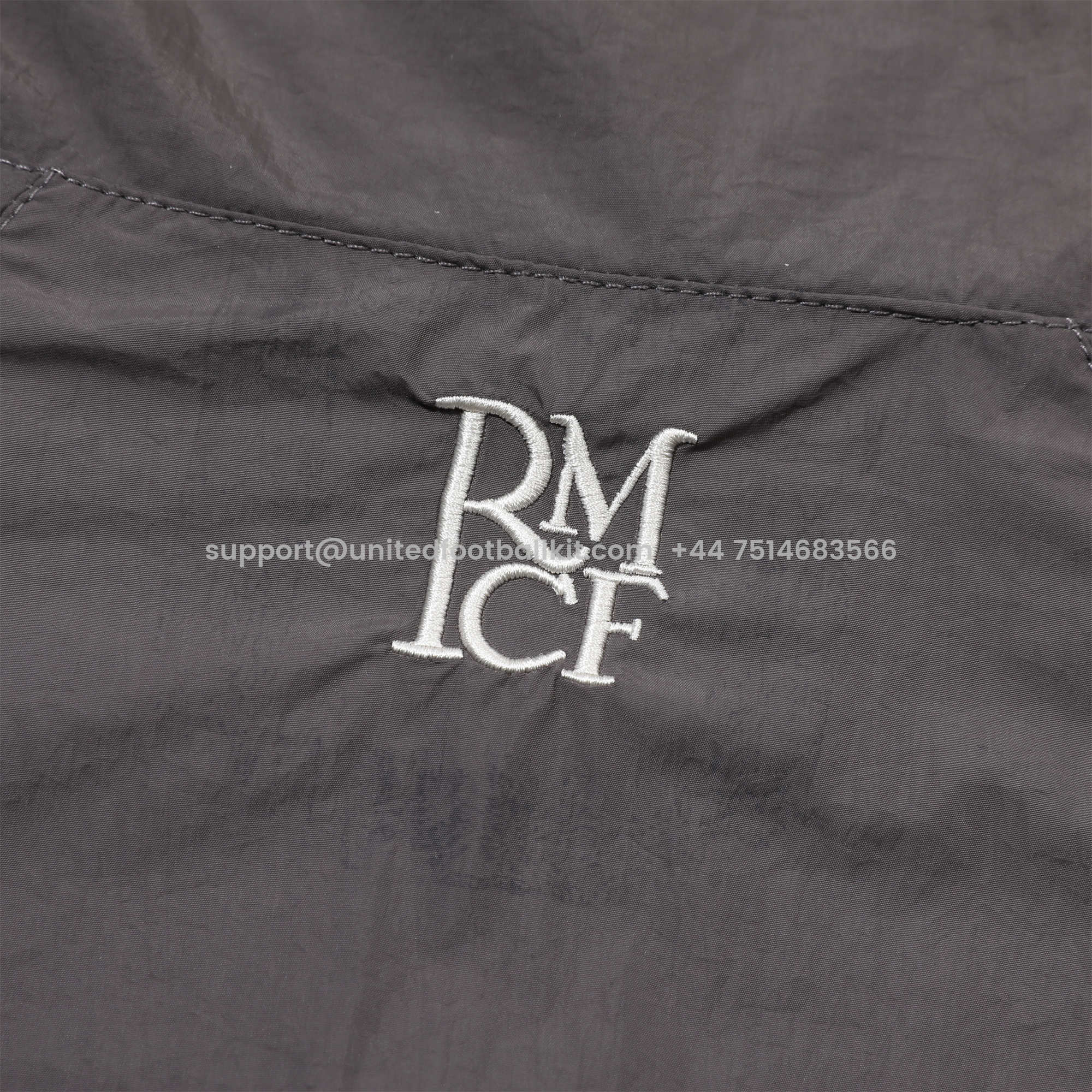 Unitedfootballkit.com | Real Madrid 24-25 Throwback Windbreaker Suit - Grey Jackets & Pants -Customize Name, Number and Patch | Worldwide Shipping