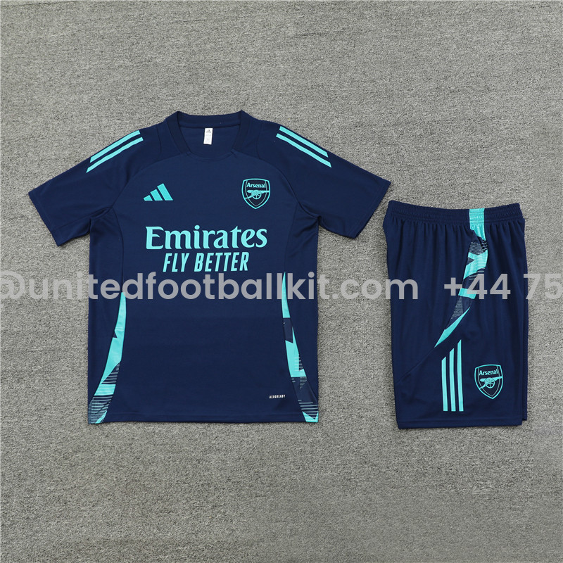 Unitedfootballkit.com | Arsenal 24-25 Short-Sleeve Training Kids Kit - Deep Blue -Customize Name, Number and Patch | Worldwide Shipping