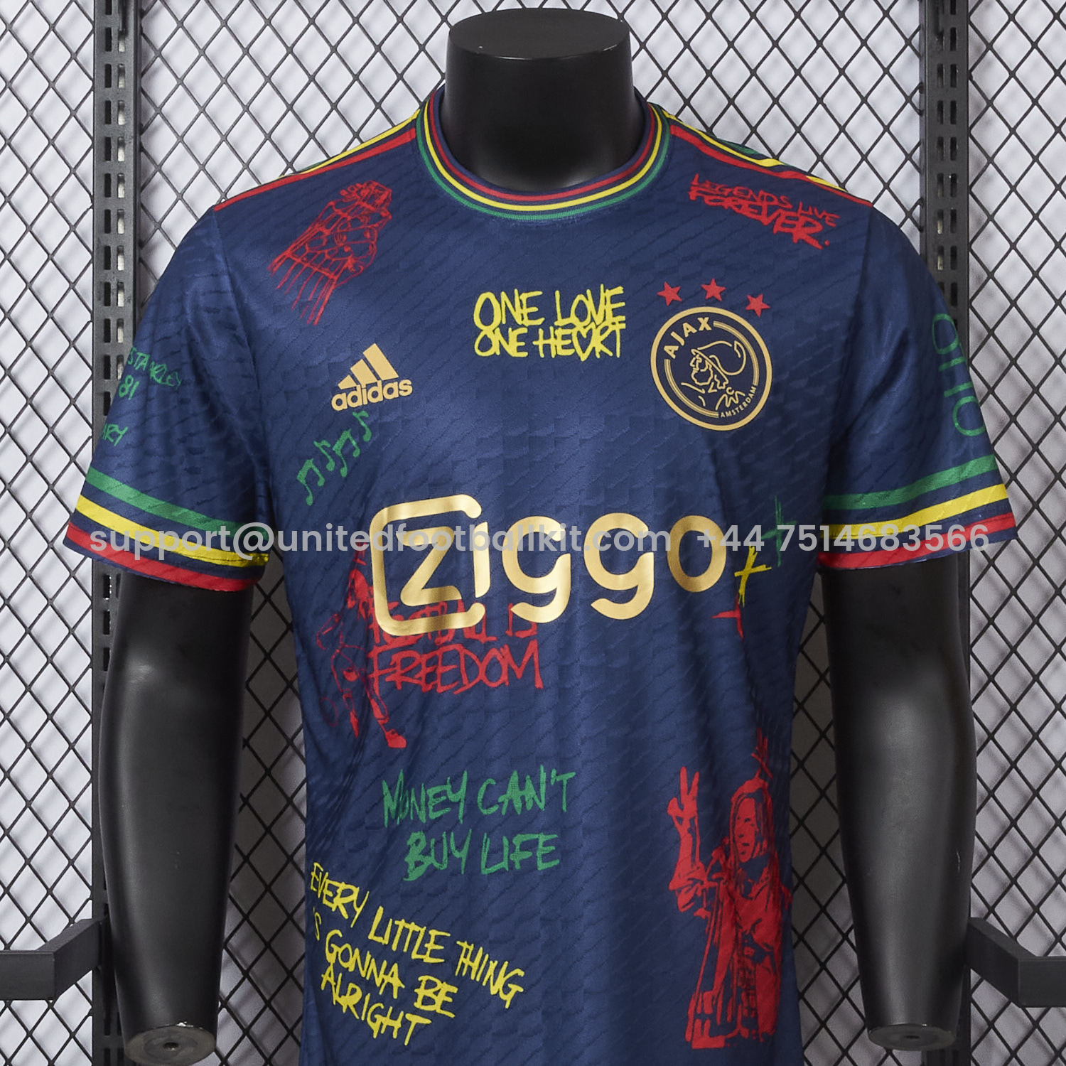 Unitedfootballkit.com | Ajax x B-O-B Marly 2025-26 40th Blue Special Edition Jersey - Player Version -Customize Name, Number and Patch | Worldwide Shipping