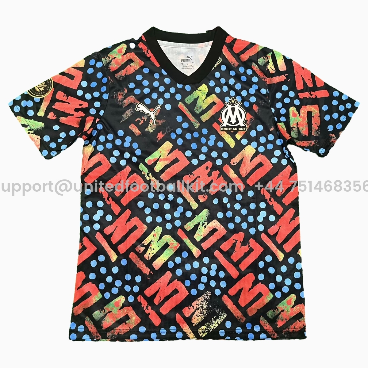 Unitedfootballkit.com | Marseille 24-25 Black Graffiti Pre-match Training Jersey - Fans Version -Customize Name, Number and Patch | Worldwide Shipping