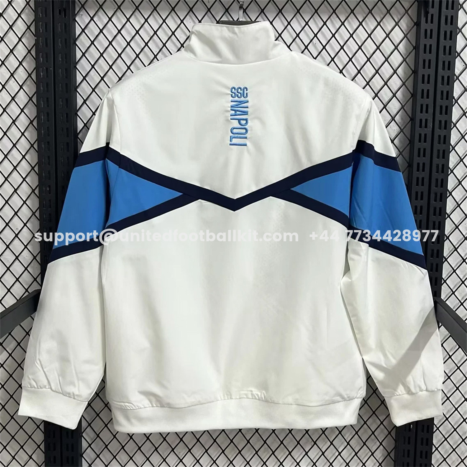 Unitedfootballkit.com | Napoli 25-26 Windbreaker Jacket - White And Blue -Customize Name, Number and Patch | Worldwide Shipping