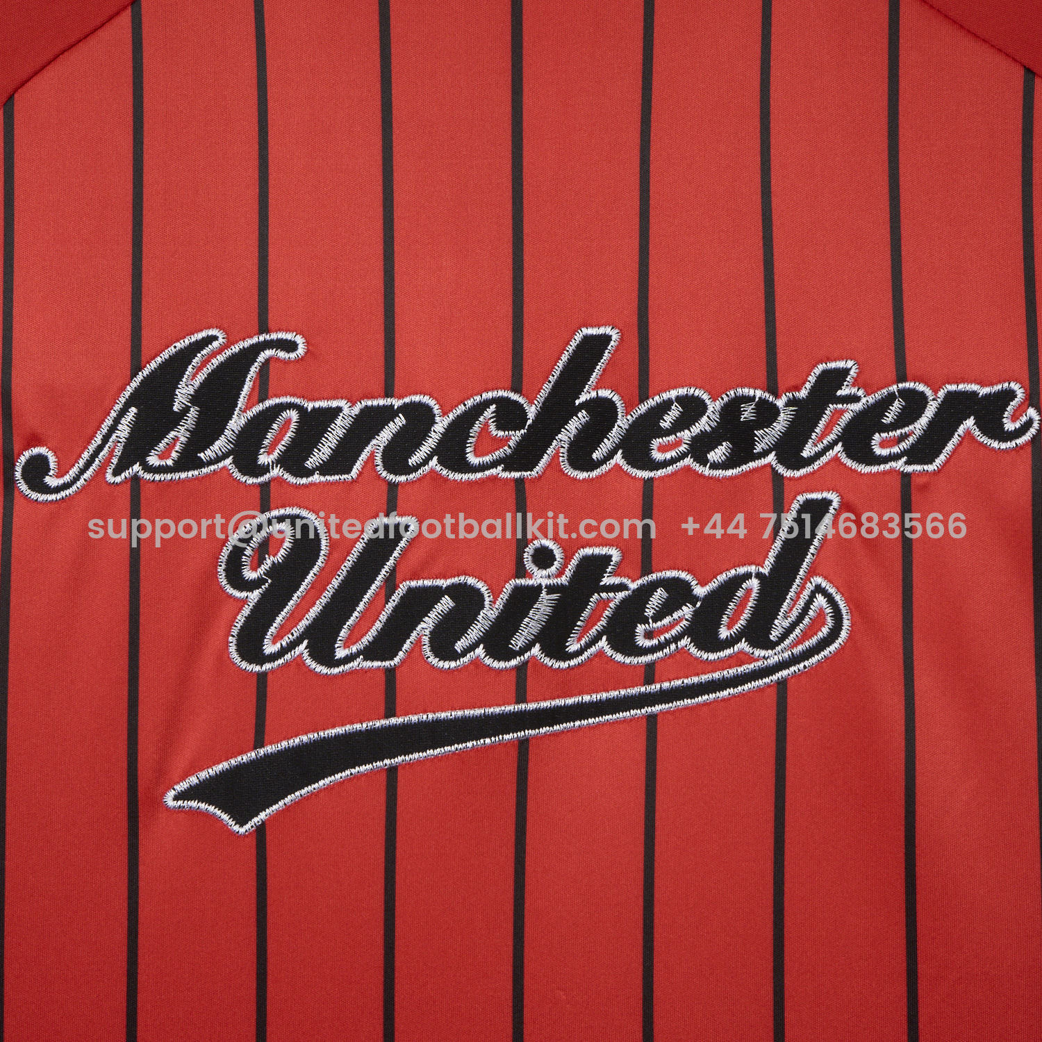 Unitedfootballkit.com | Manchester United 25-26 Red Baseball Jersey with Black Stripes -Customize Name, Number and Patch | Worldwide Shipping