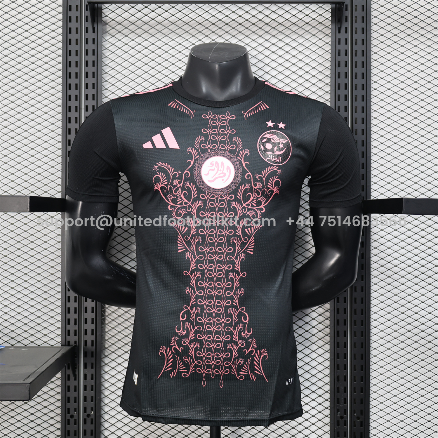 Unitedfootballkit.com | Algeria 25-26 Pure Black Jersey with Pink Pattern - Player Version -Customize Name, Number and Patch | Worldwide Shipping