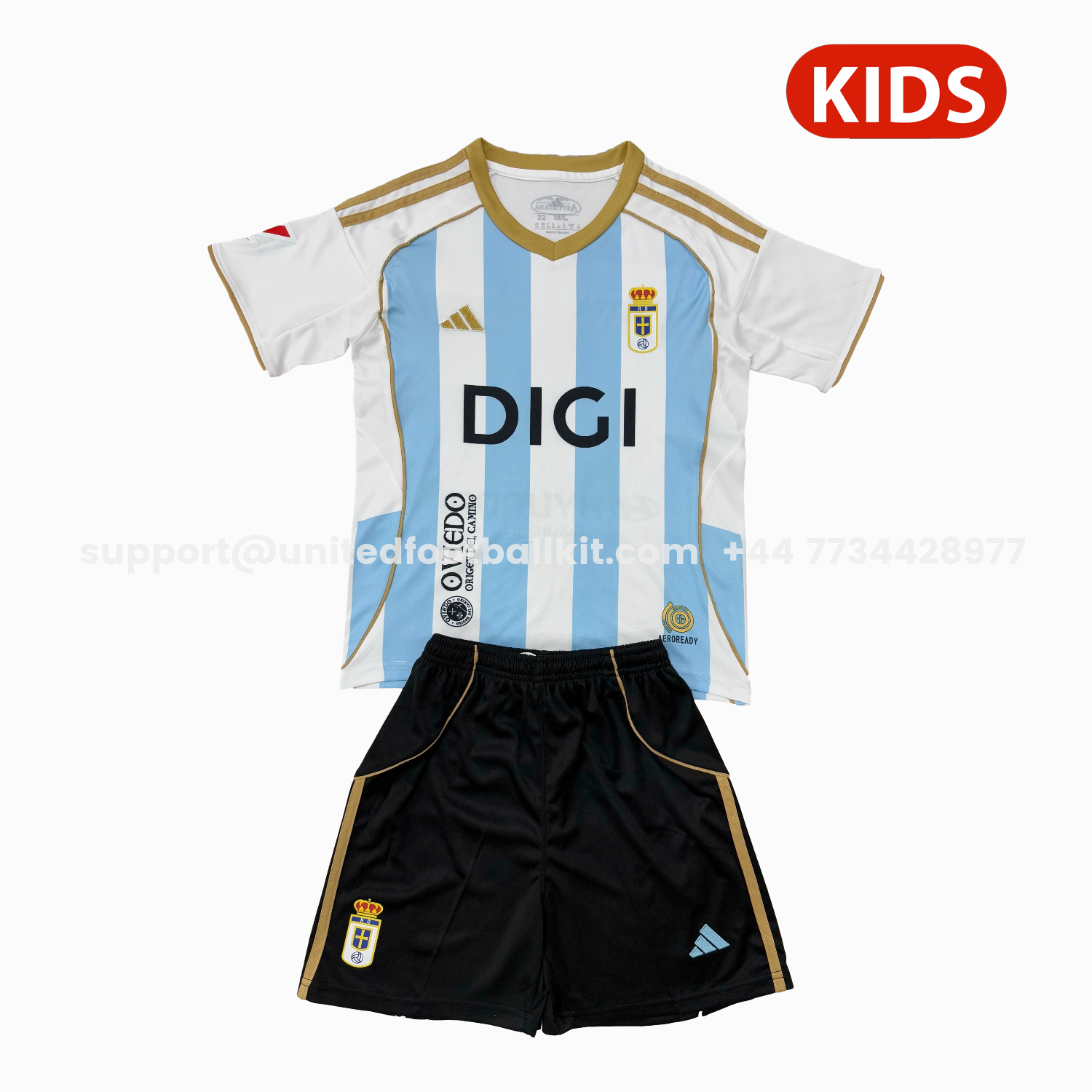 Unitedfootballkit.com | Real Oviedo 25-26 Third Kids Kit -Customize Name, Number and Patch | Worldwide Shipping